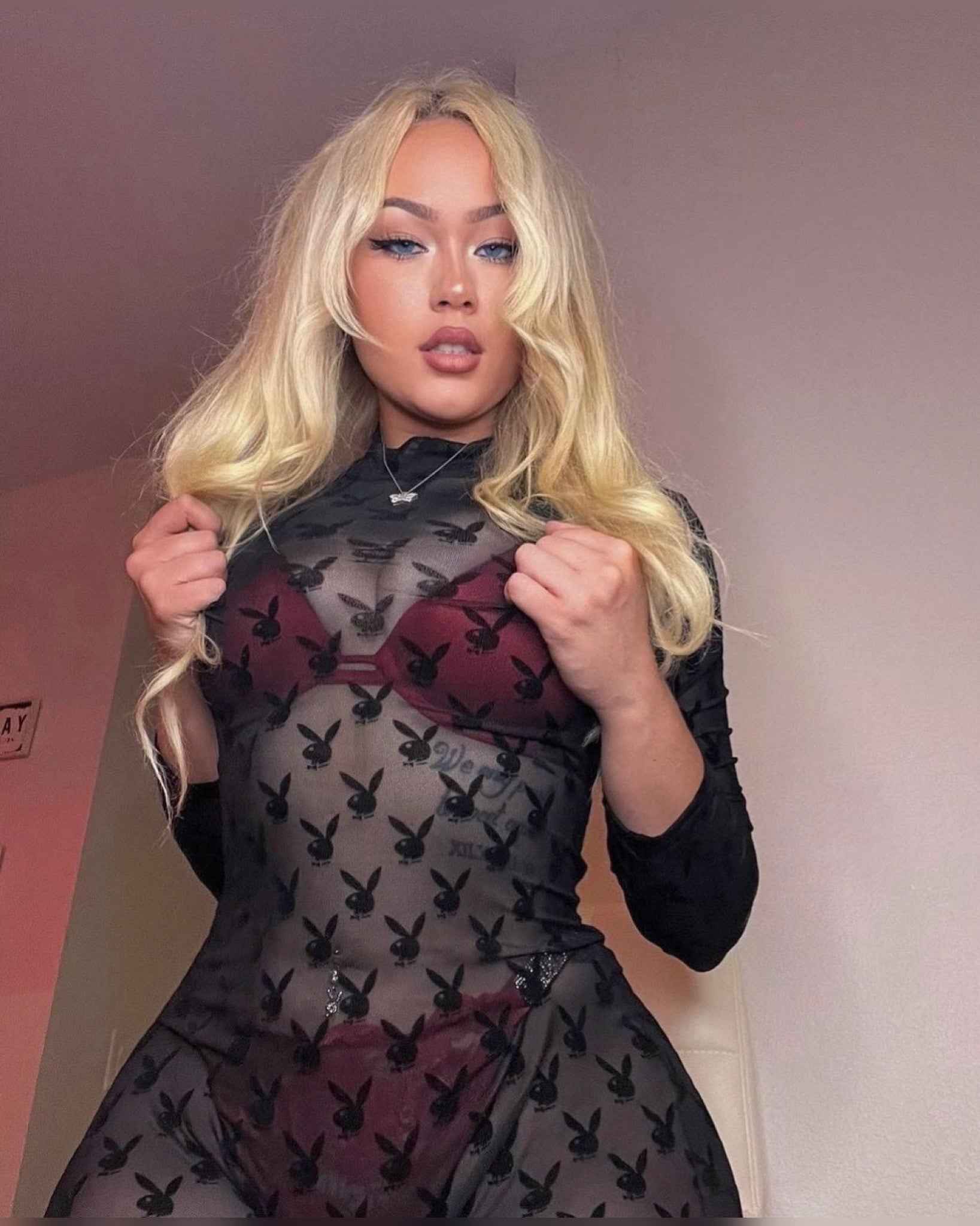 2pc Sheer Playboy Bunny Bodysuit DestGlow