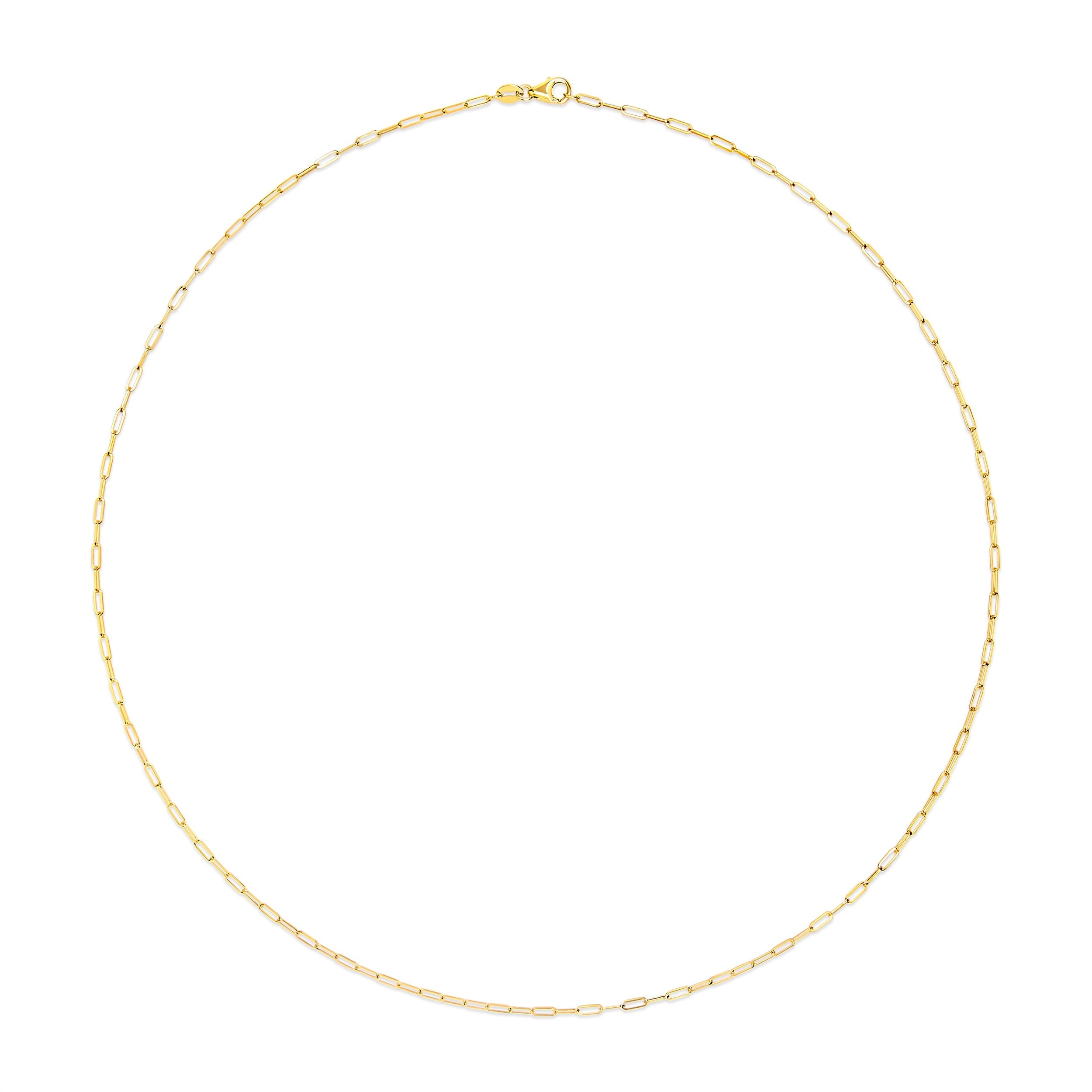 Unisex Solid 14K Yellow Gold 1.5mm Paperclip Chain Necklace - 18 Inches DestGlow