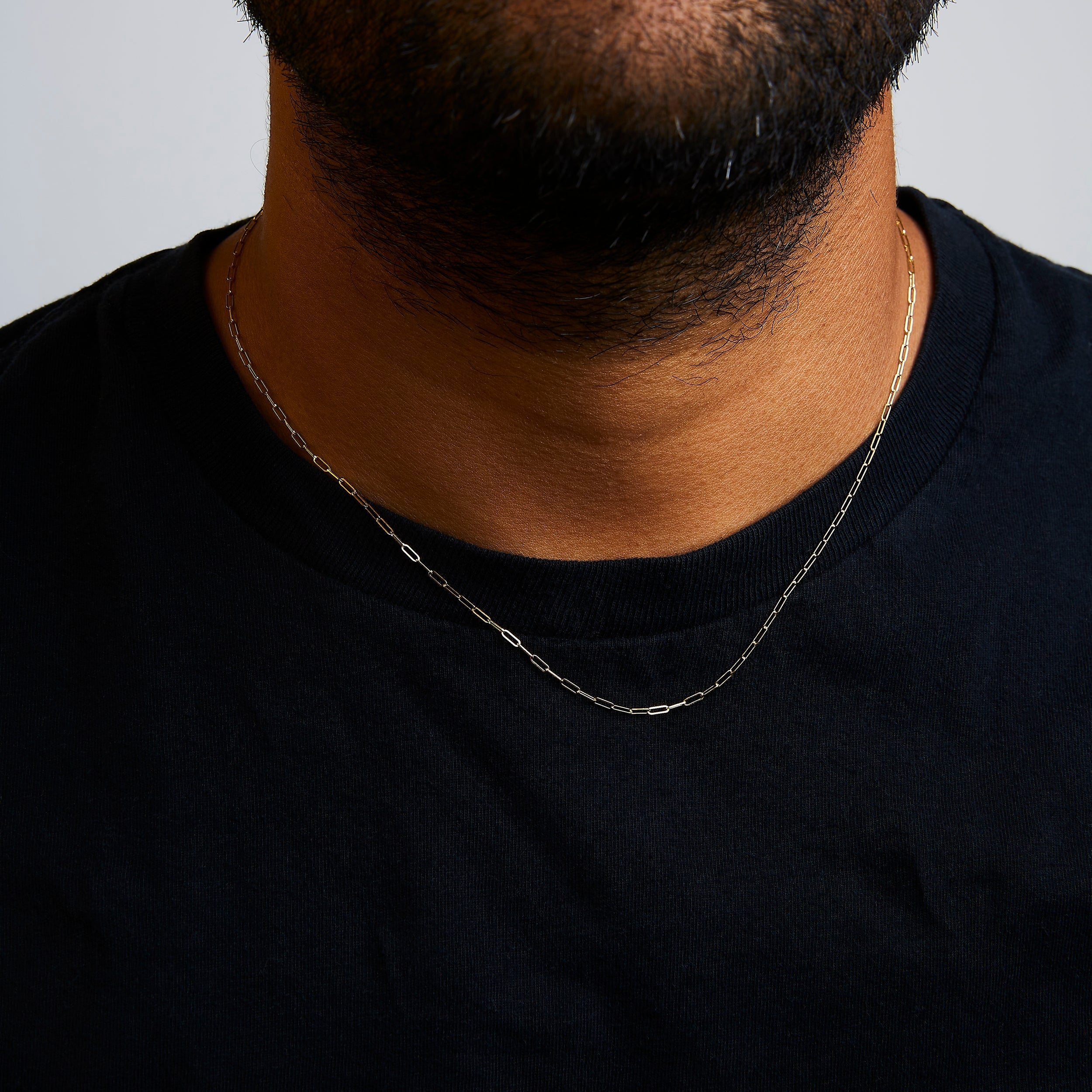 Unisex Solid 14K Yellow Gold 1.5mm Paperclip Chain Necklace - 18 Inches DestGlow