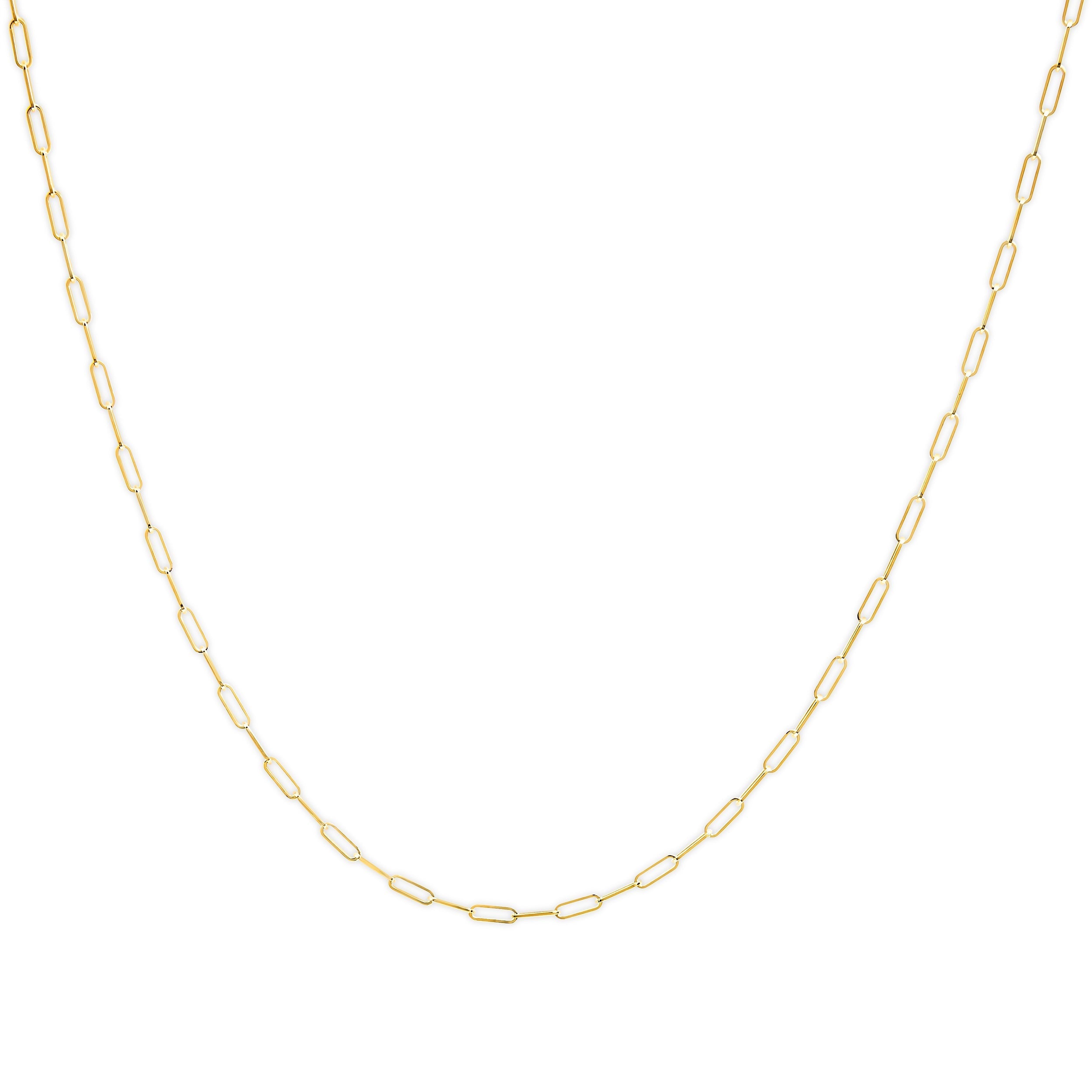 Solid 14K Yellow Gold 2.5mm Paperclip Chain Necklace Unisex 18" Inches DestGlow