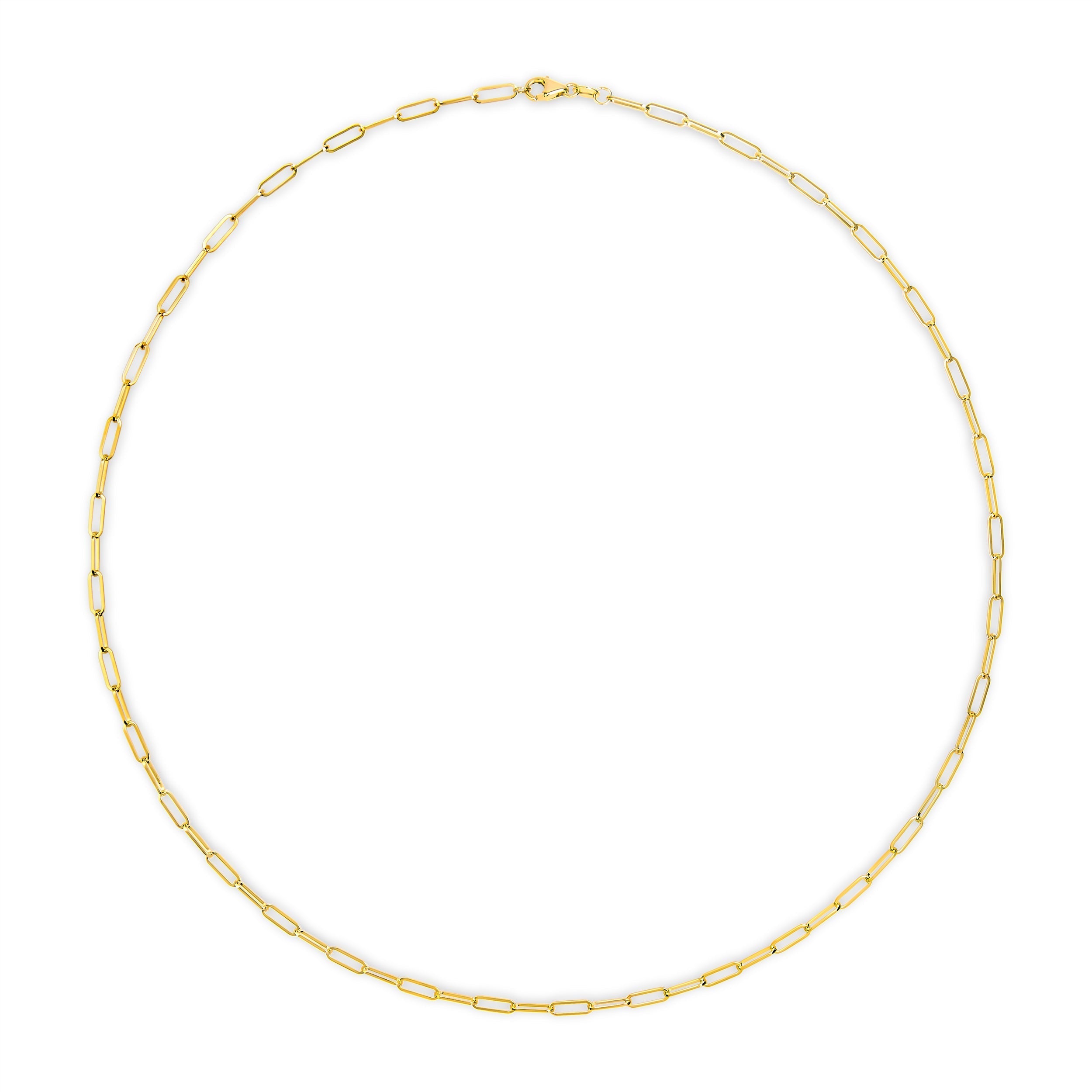 Solid 14K Yellow Gold 2.5mm Paperclip Chain Necklace Unisex 18" Inches DestGlow