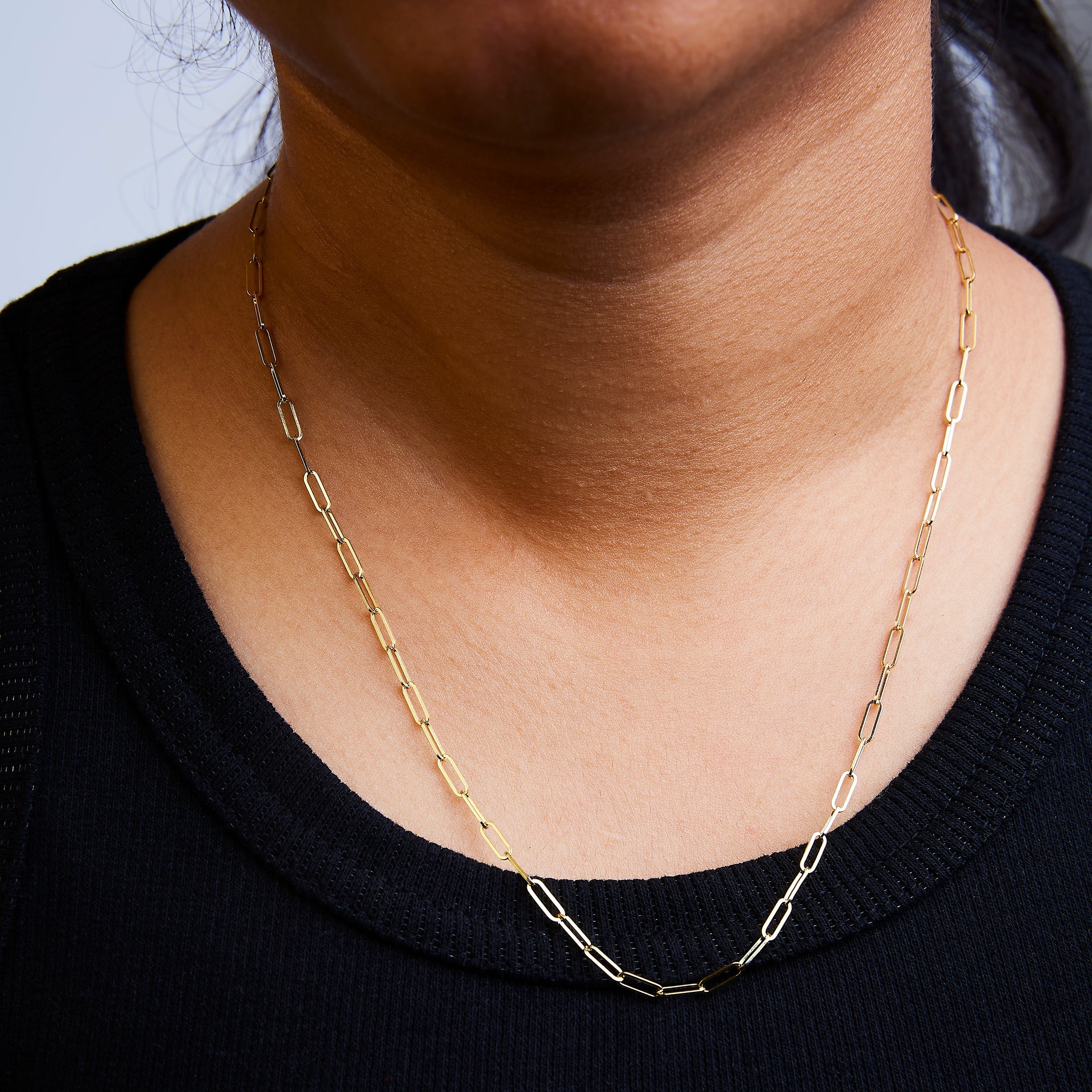 Solid 14K Yellow Gold 2.5mm Paperclip Chain Necklace Unisex 18" Inches DestGlow