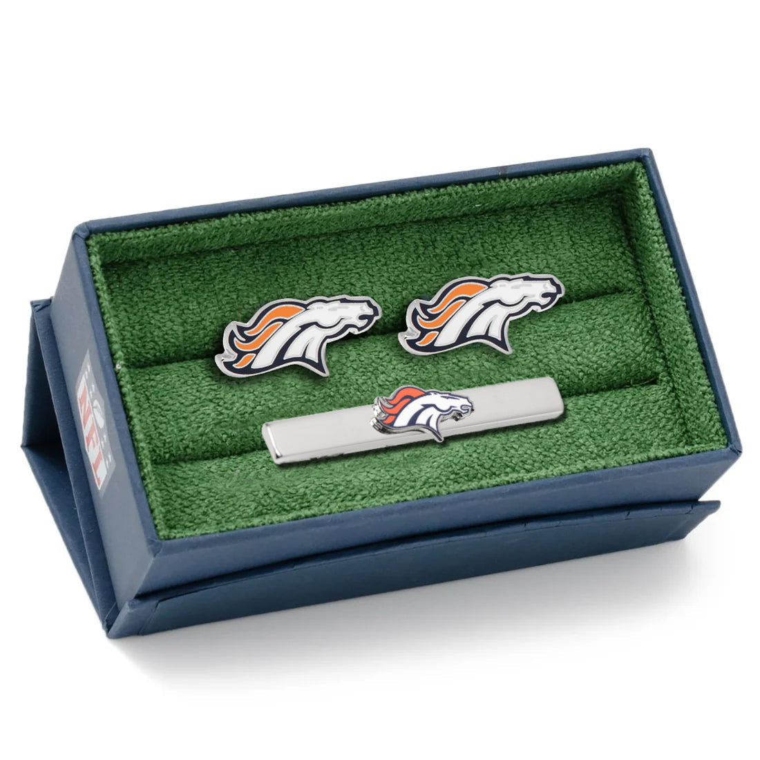 NFL Denver Broncos Cufflinks and Tie Bar Gift Set by Cufflinks.com