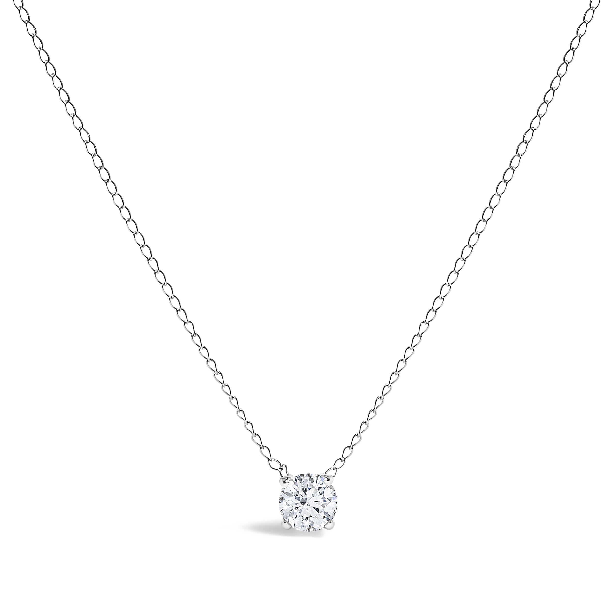 14K White Gold Floating 1/2 Cttw Lab Grown Diamond Solitaire Pendant Necklace - 18" Inches DestGlow