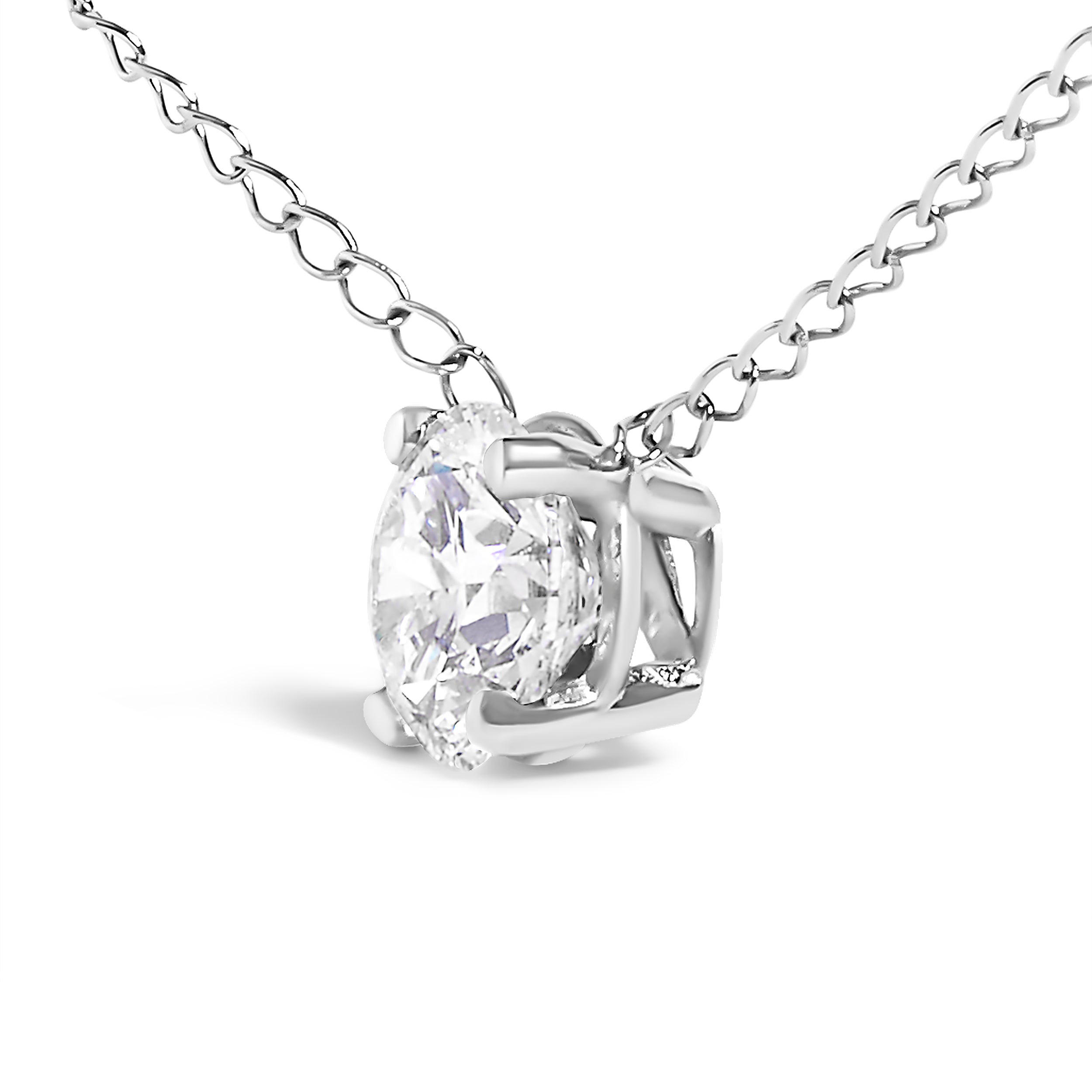 14K White Gold Floating 1/2 Cttw Lab Grown Diamond Solitaire Pendant Necklace - 18" Inches DestGlow