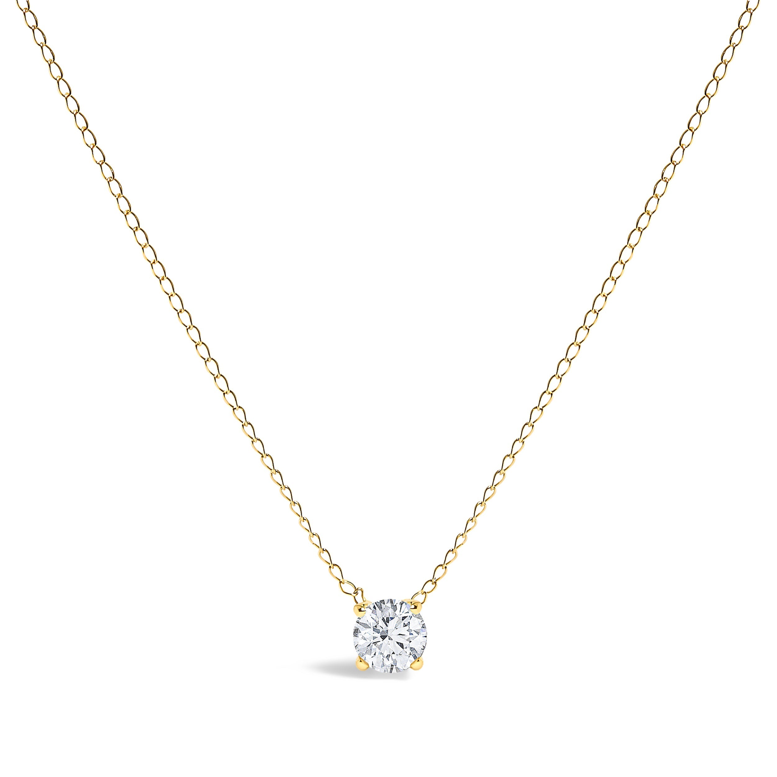 14K White Gold Floating 1/2 Cttw Lab Grown Diamond Solitaire Pendant Necklace - 18" Inches DestGlow