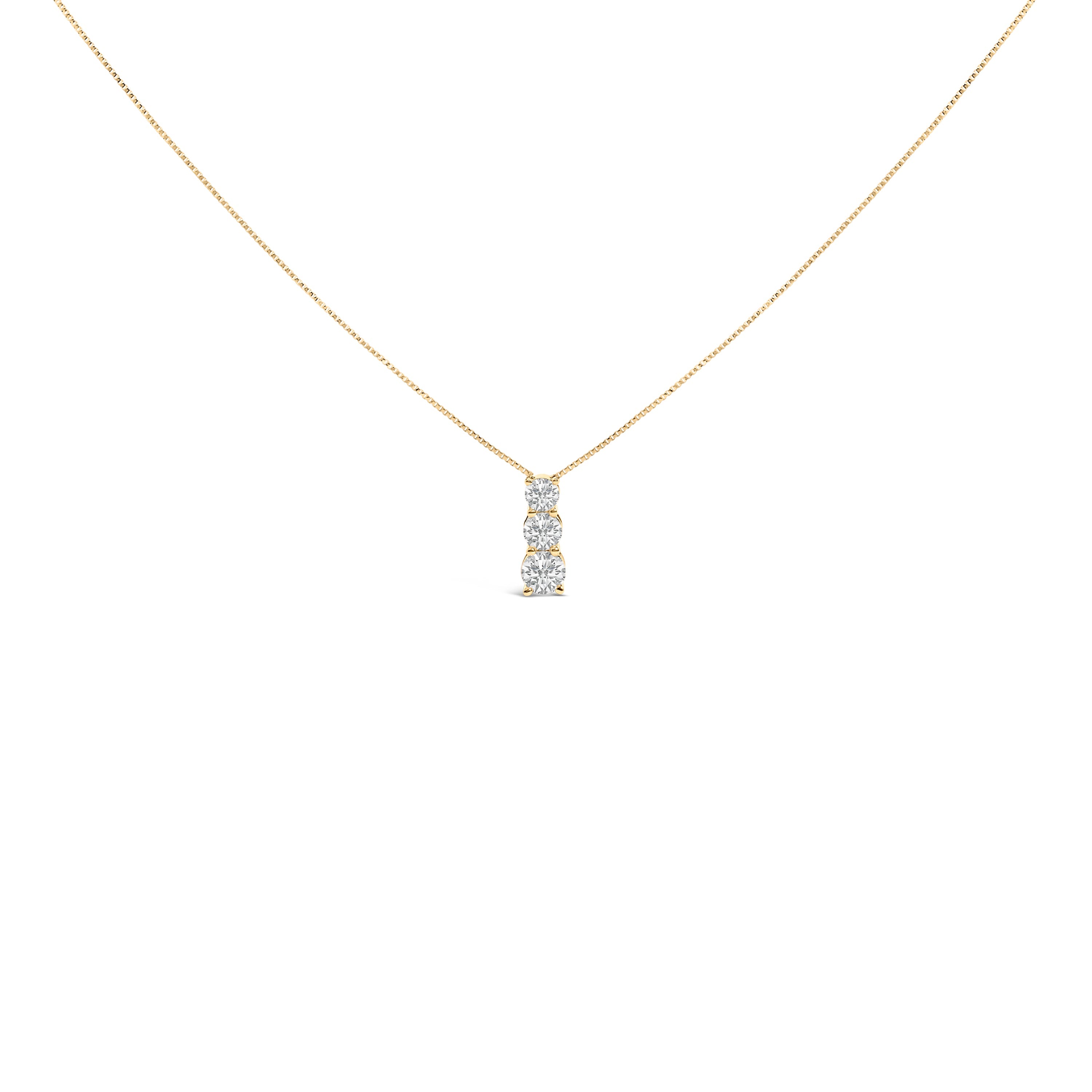 14K White Gold 1/2 Cttw Lab Grown Diamond Three Stone Pendant Necklace by Bids.com