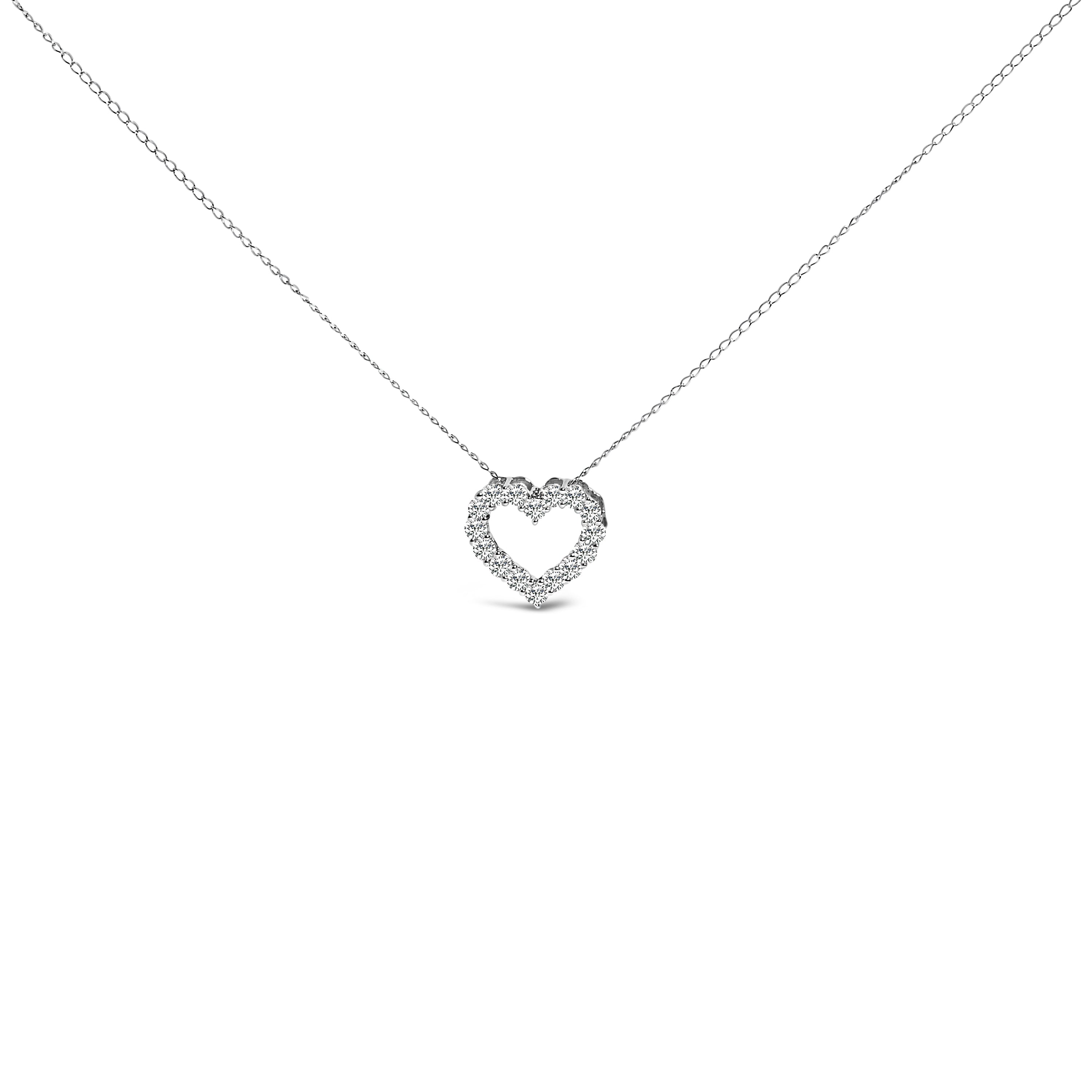 14K White Gold 1/2 Carat Lab Grown Diamond Heart Shape Pendant Necklace DestGlow