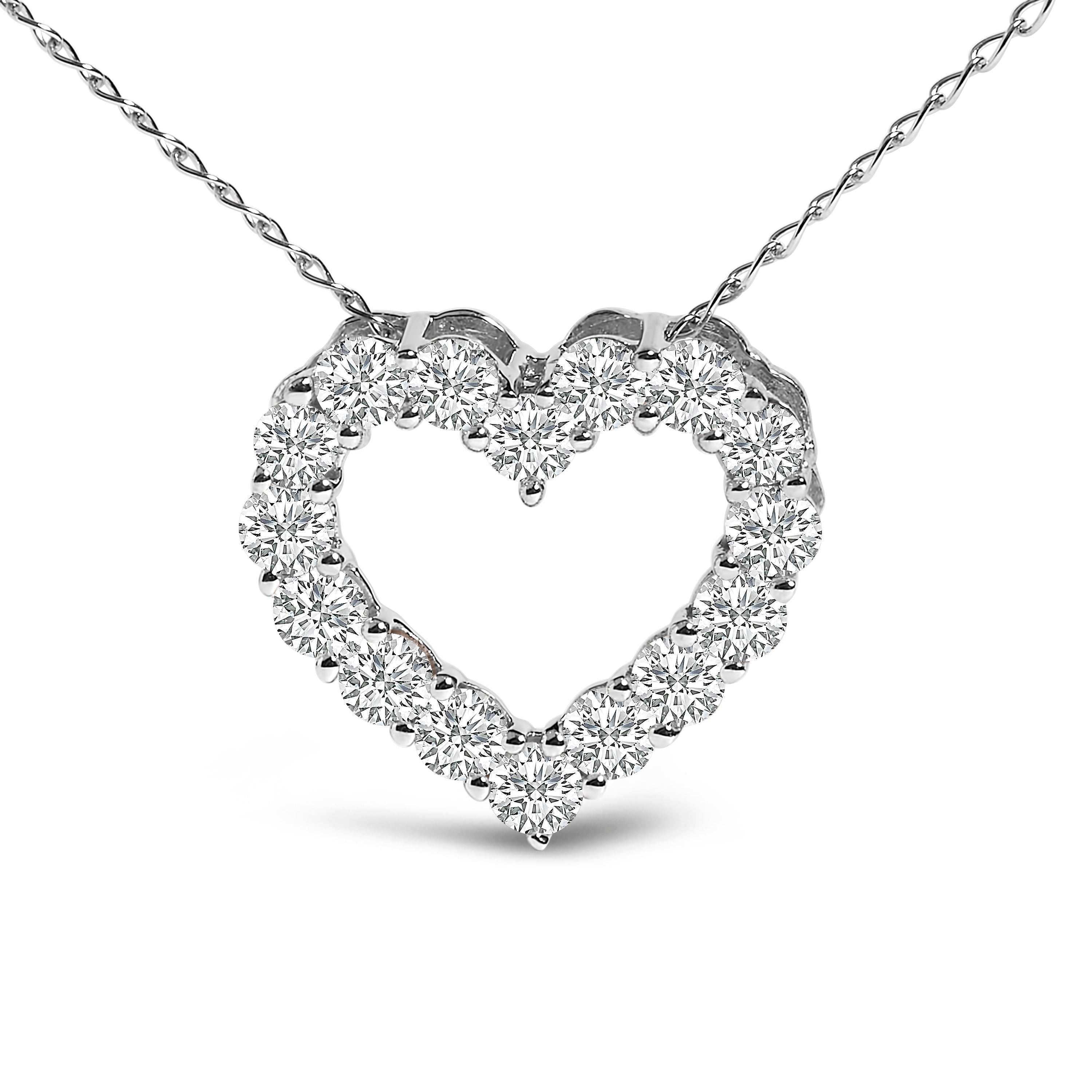 14K White Gold 1/2 Carat Lab Grown Diamond Heart Shape Pendant Necklace DestGlow