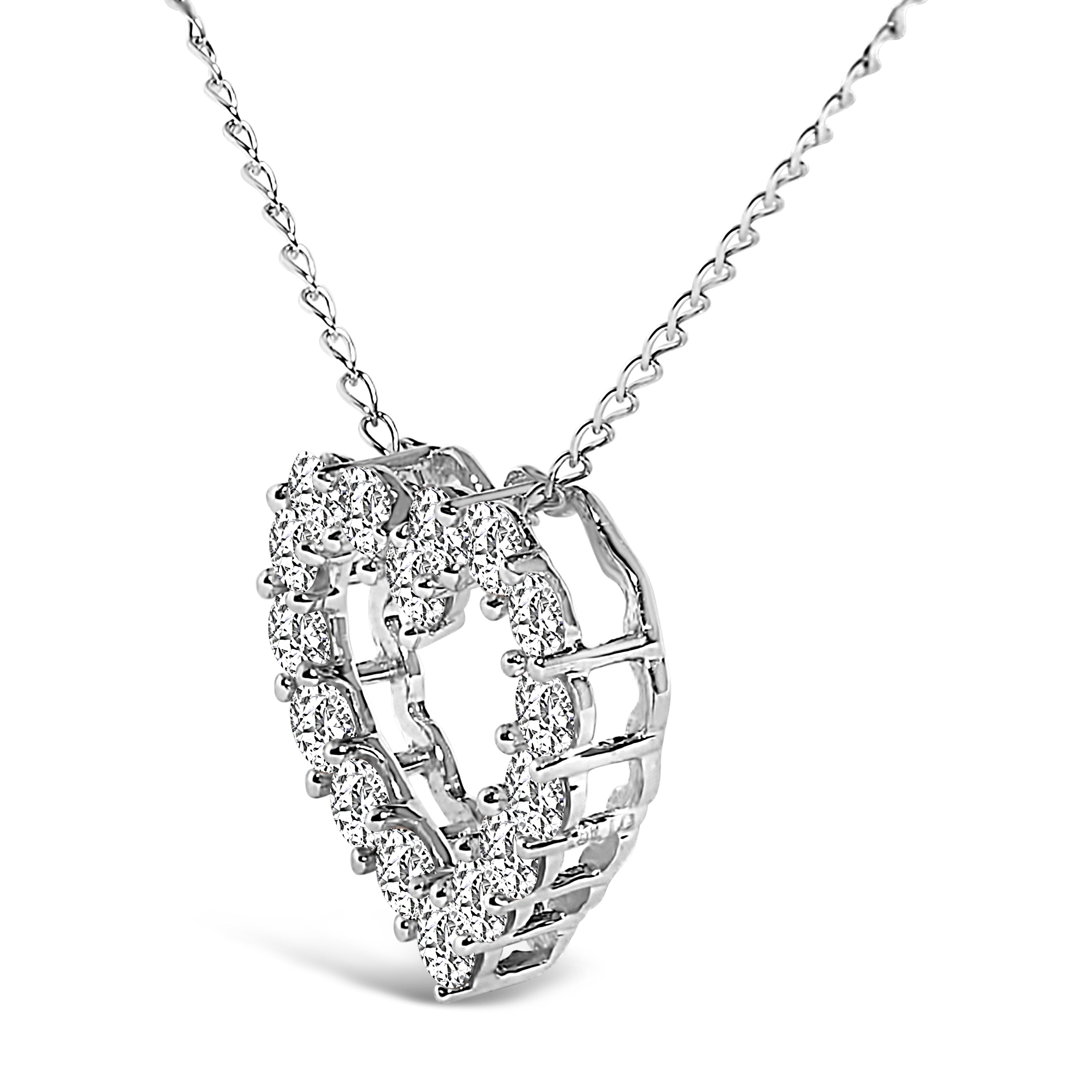 14K White Gold 1/2 Carat Lab Grown Diamond Heart Shape Pendant Necklace DestGlow