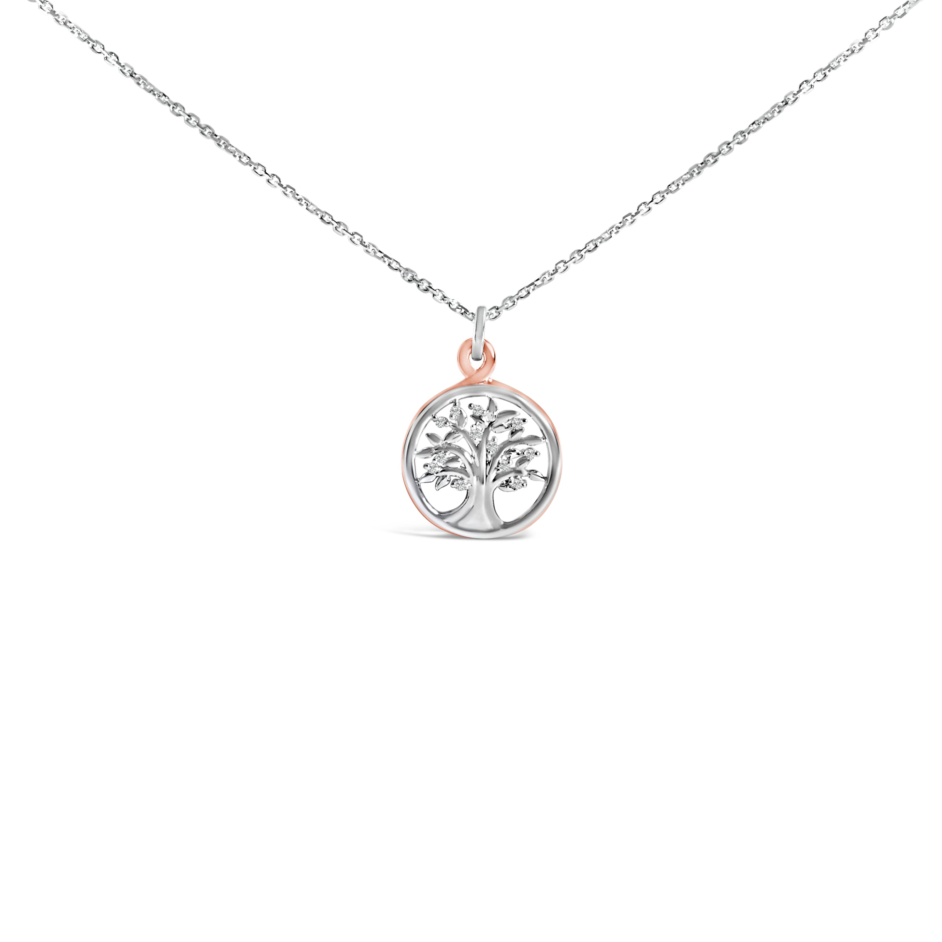 14K Rose Gold Plated Sterling Silver Diamond Accent Tree of Life Pendant Necklace by Bids.com