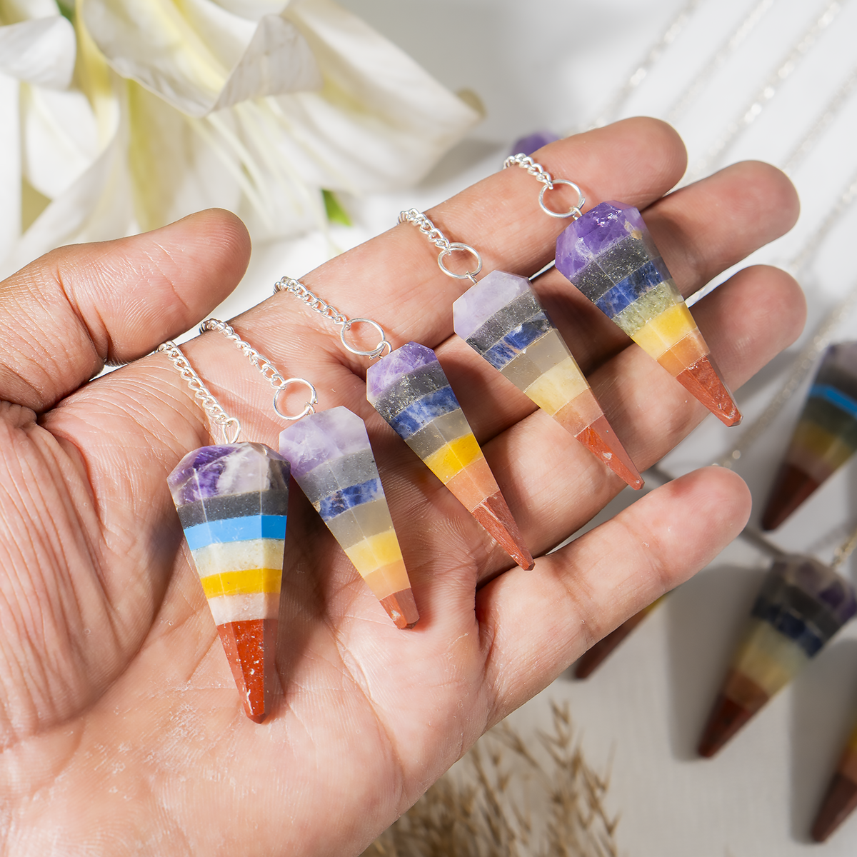Chakra Pendulums, 7 Chakras crystals Pendulums. DestGlow