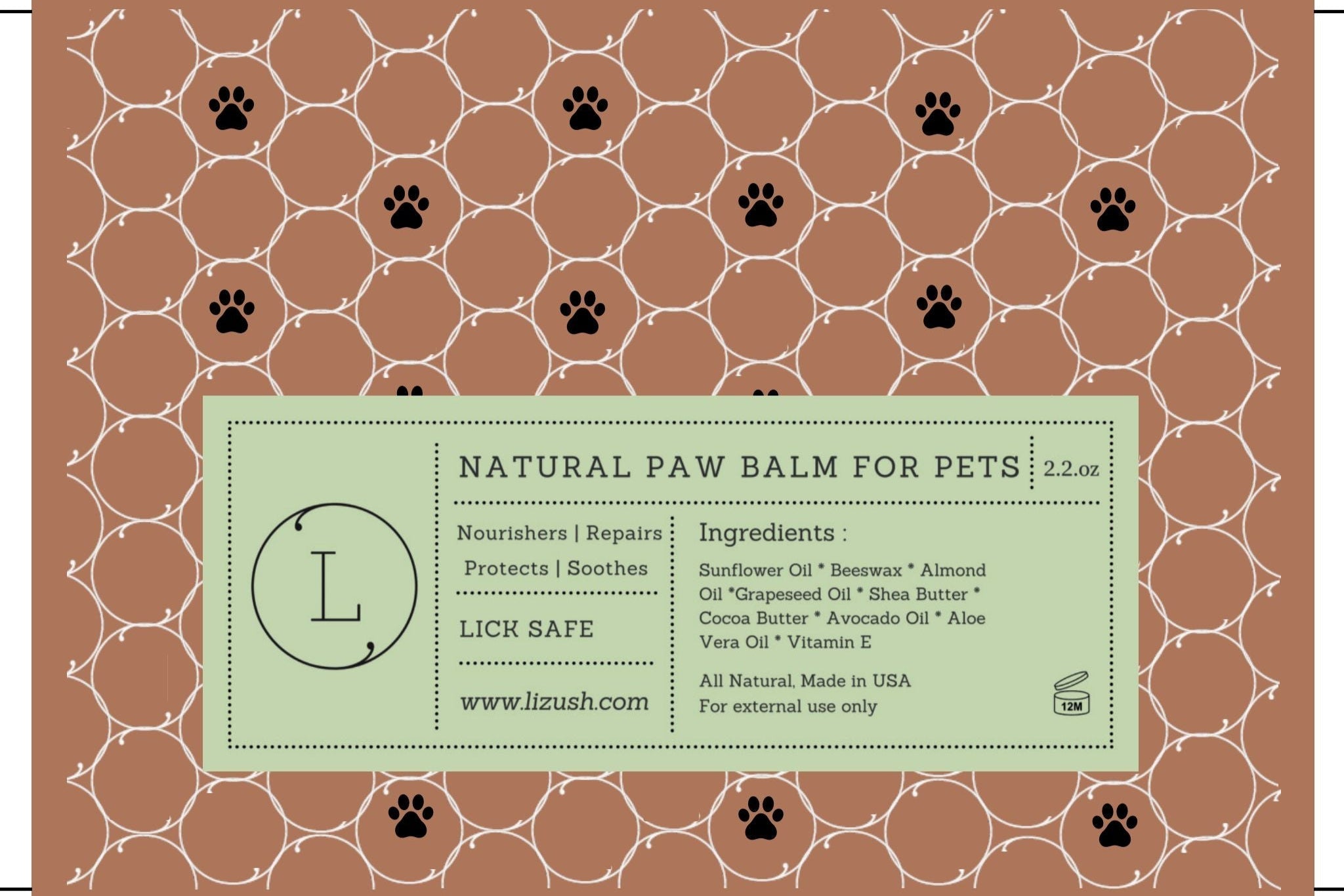 Natural Paw Balm for PETS by Lizush