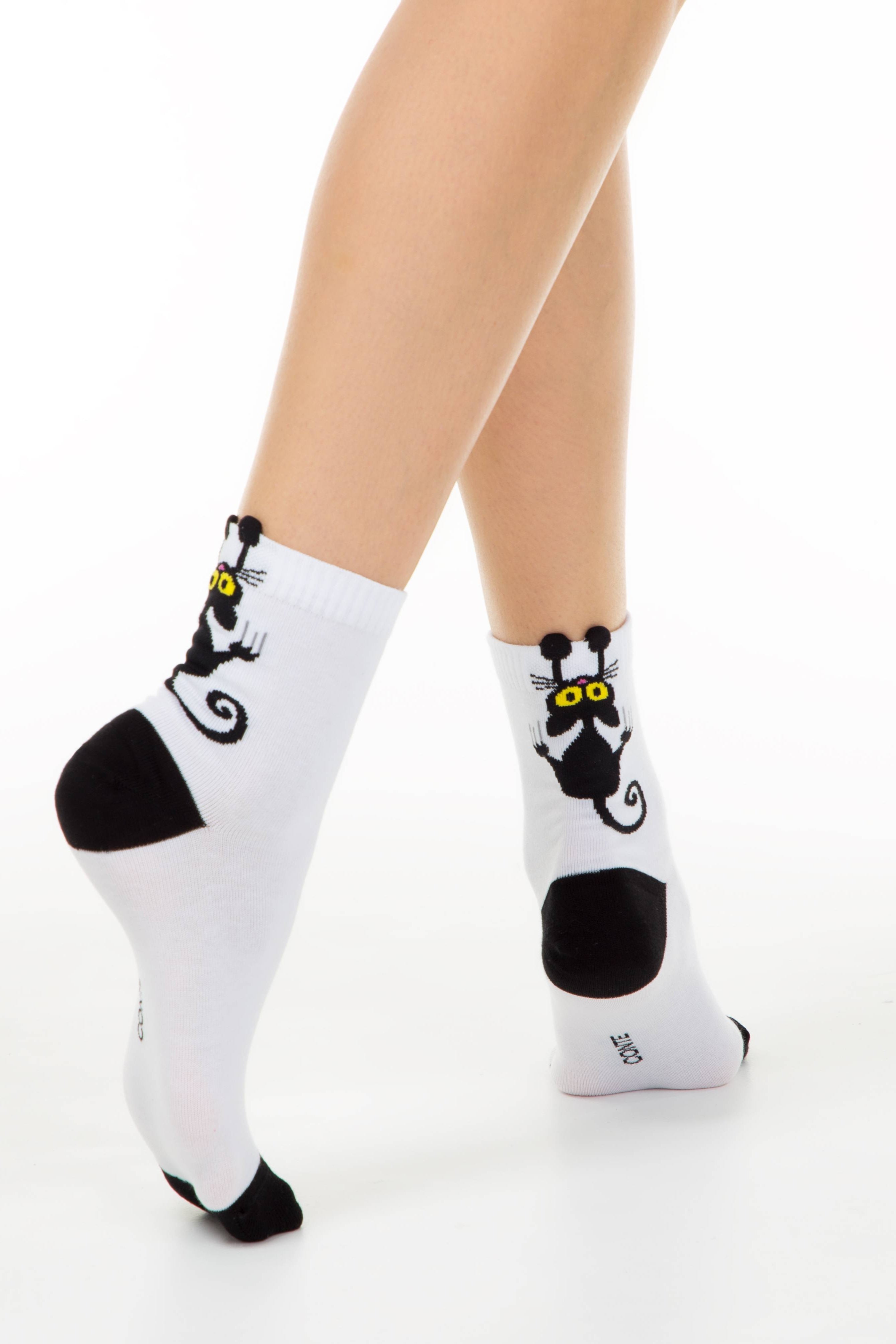 Cotton Socks Conte Classic 233 - Picot "Black cat" - DestGlow