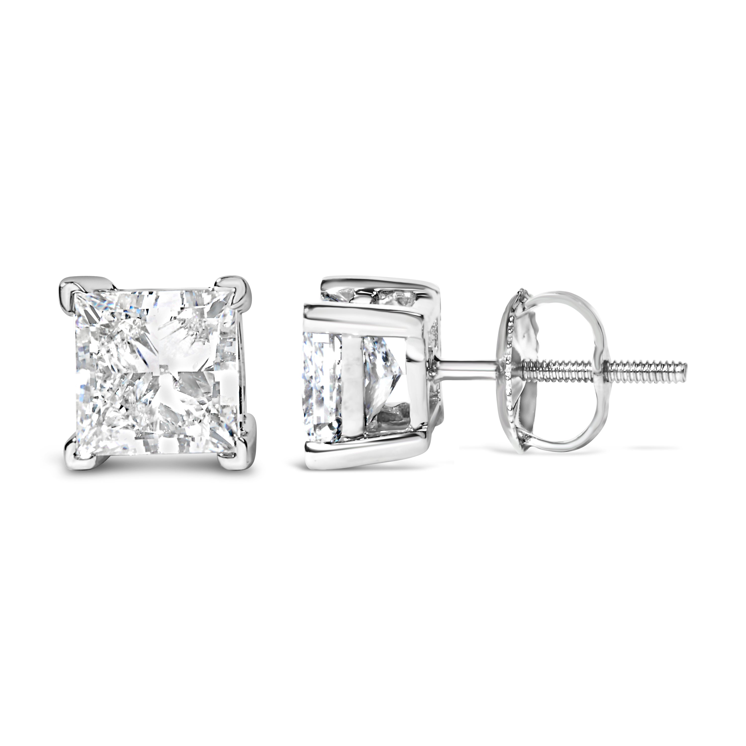 14K White Gold 1.0 Cttw Princess Cut Lab Grown Diamond Solitaire Stud Earrings (F-G Color, VS2-SI1 Clarity) by Bids.com