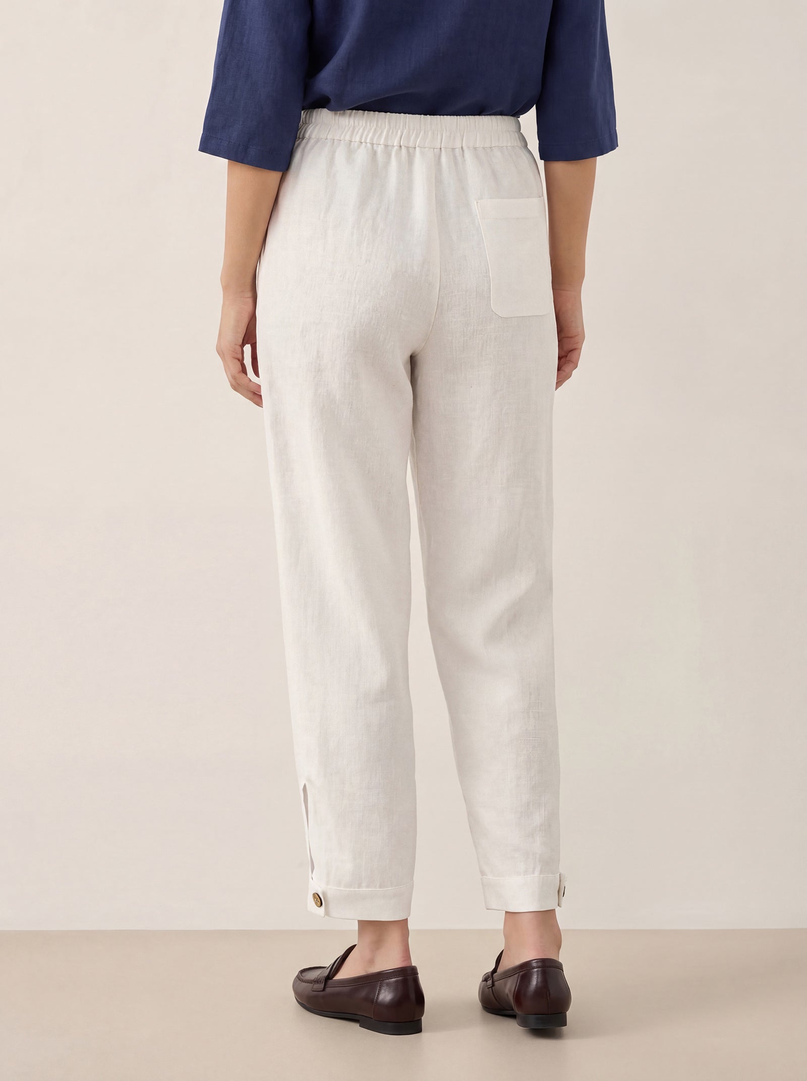 100% Linen Straight-Leg Pants with Elastic Waist PATRICE by LINTICO