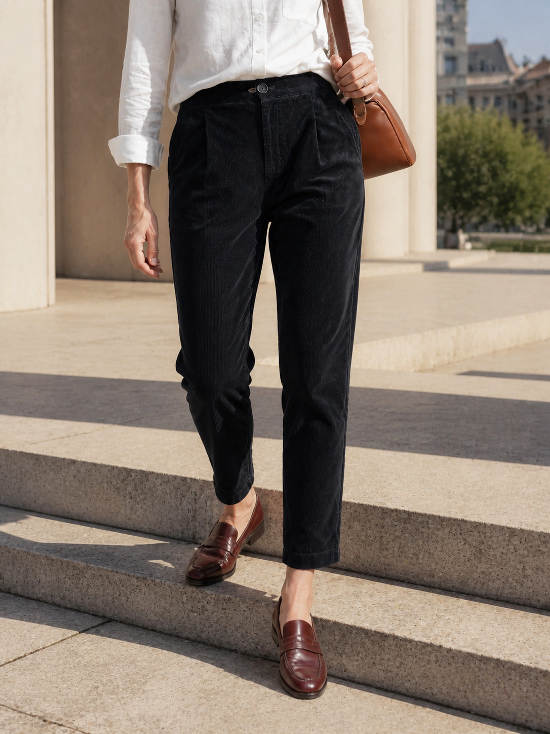 Cotton Elastic Waist Tapered Pants NIKKI DestGlow