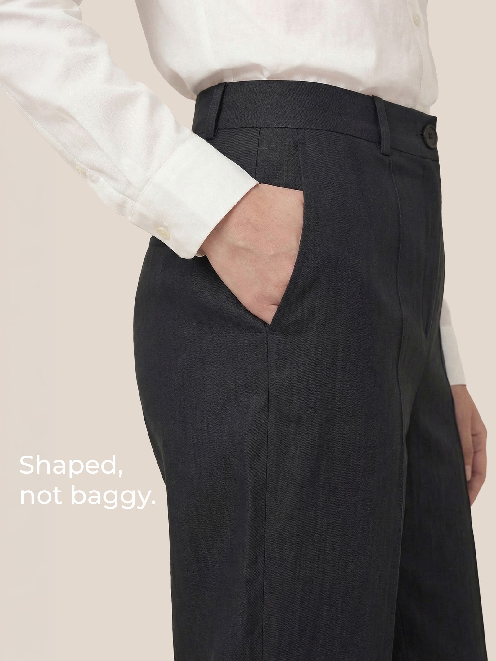 Linen Tailored Straight Cropped Pants LOGAN DestGlow