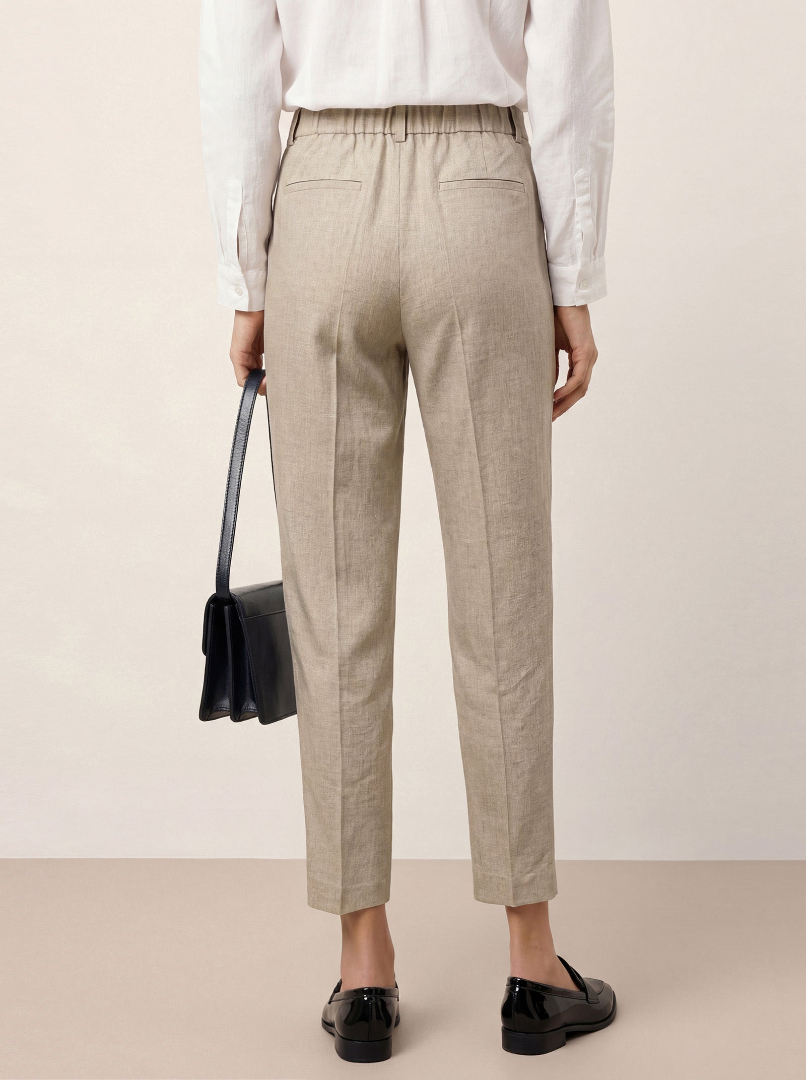 Linen Tailored Straight Cropped Pants LOGAN DestGlow