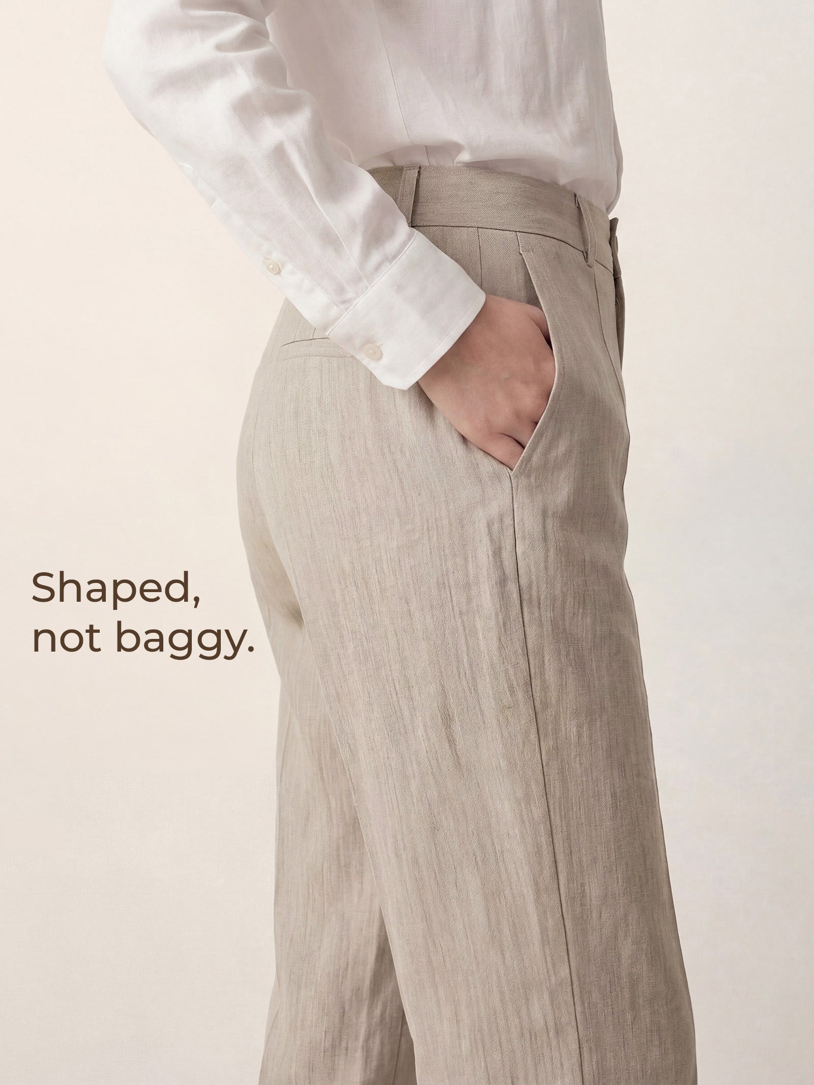 Linen Tailored Wide Leg Full Length Pants LEIGHTON by LINTICO