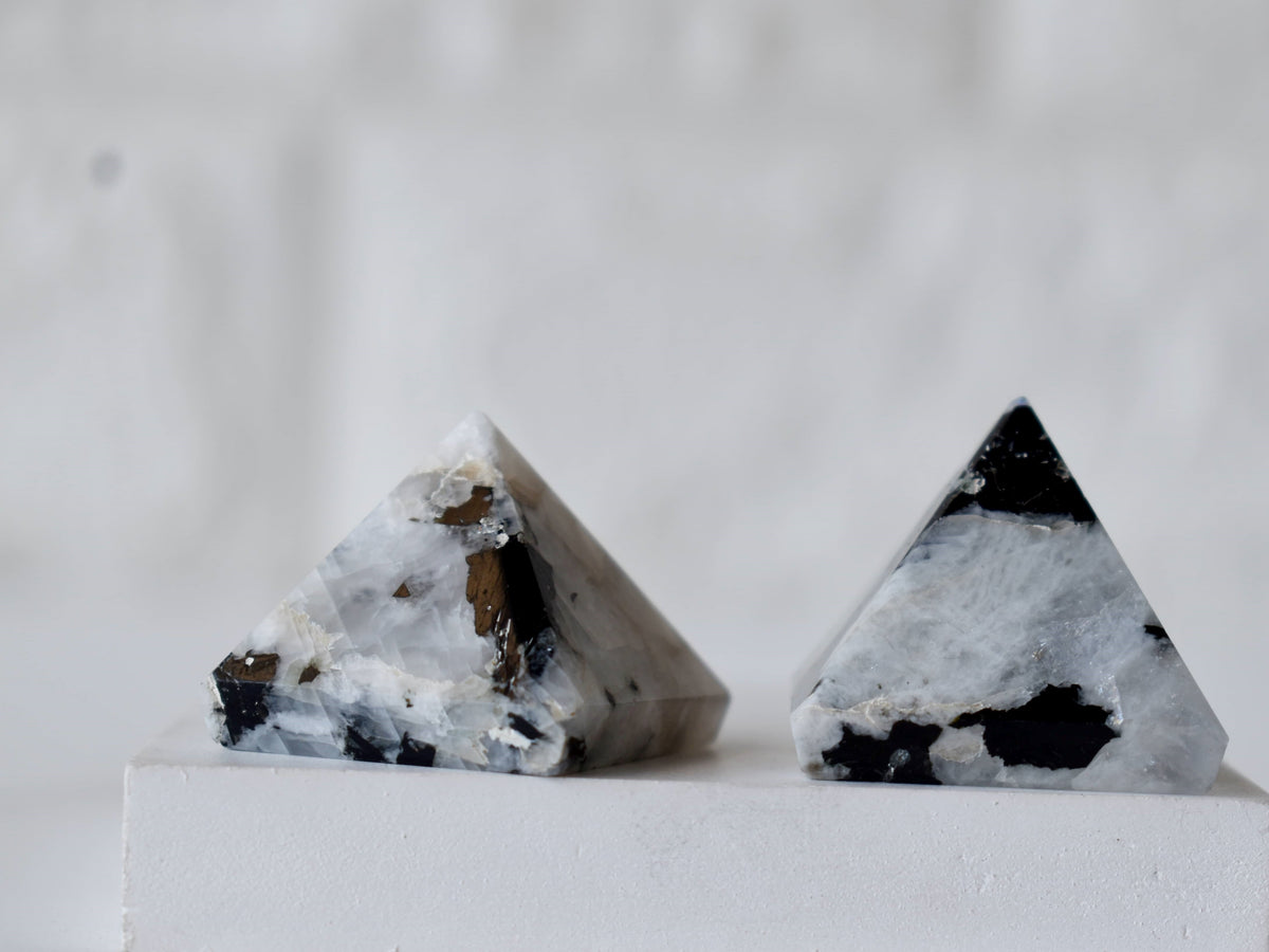 Rainbow Moonstone Pyramids (Bring Balance and compassion) DestGlow