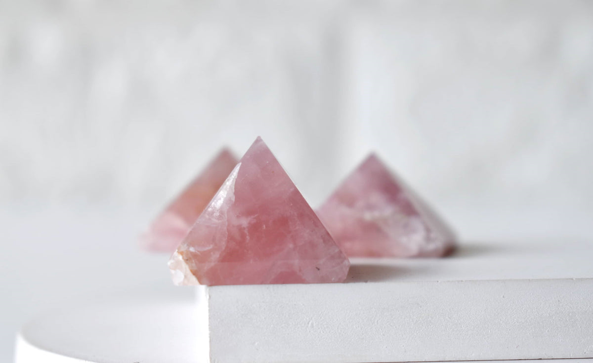 Rose Quartz Pyramids (Balance and Emotional Health) DestGlow