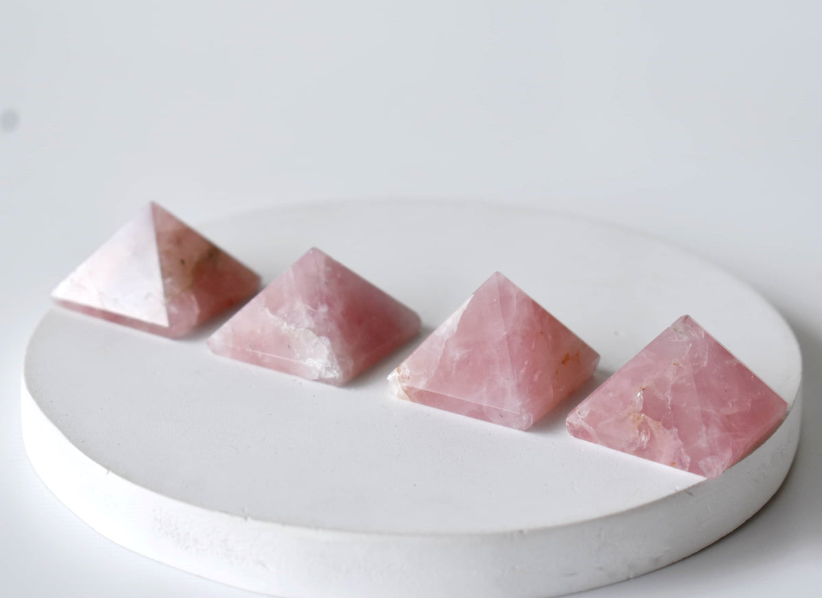 Rose Quartz Pyramids (Balance and Emotional Health) DestGlow
