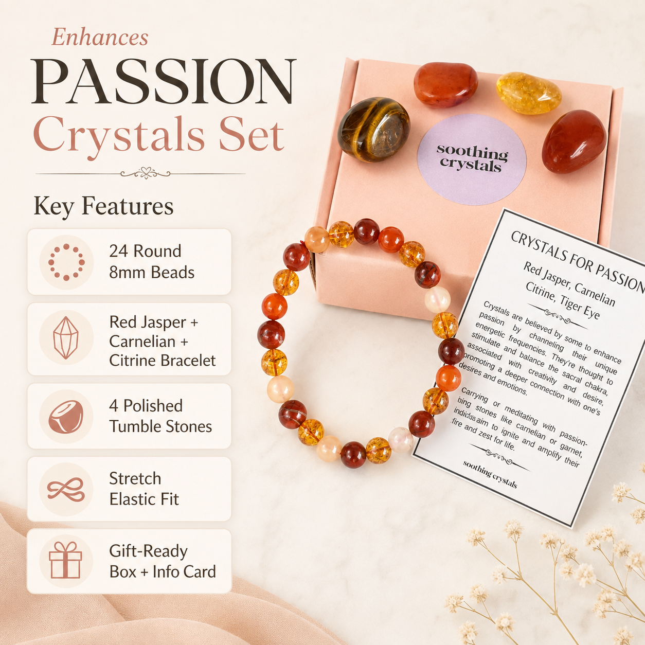 PASSION Crystal Kit, Gemstone Tumble Kit, Passion Crystal Gift Set.