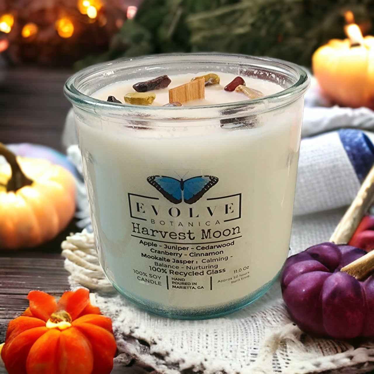 Rocks Candle - Harvest Moon (Wood Wick Mookite Gemstone Soy Candle)