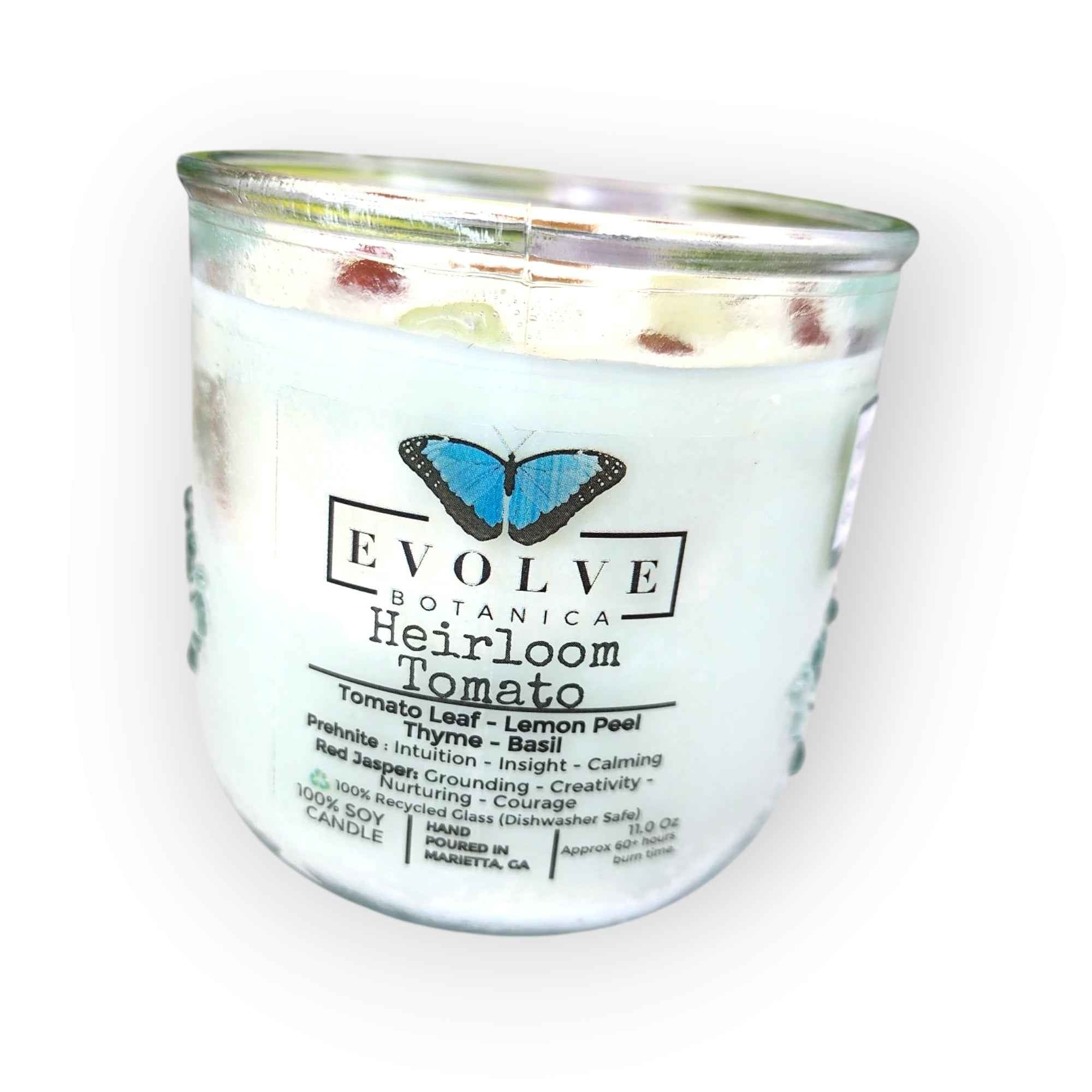 Rocks Candle - Heirloom Tomato (Wood Wick, Prehnite & Red Jasper, Soy Candle)