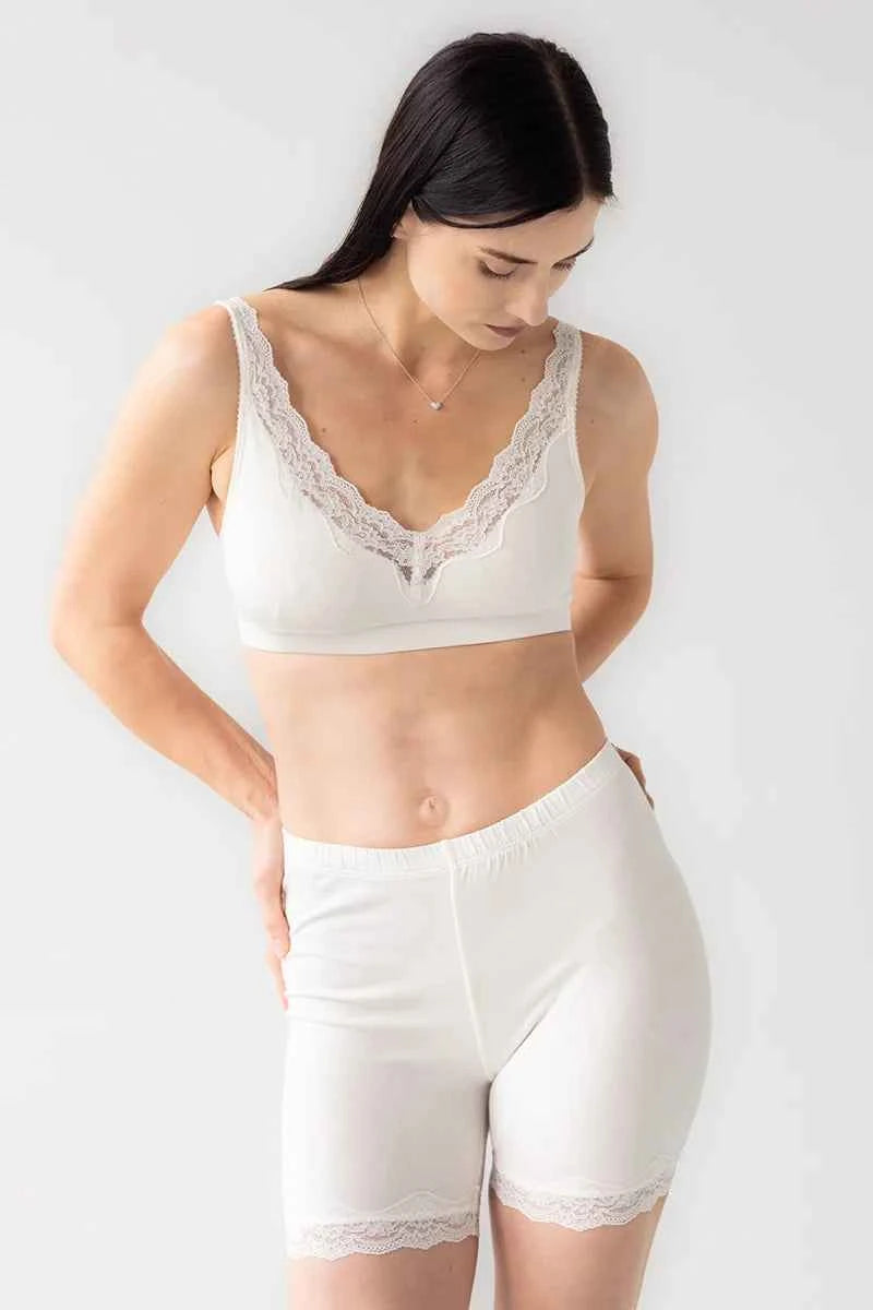 Salua Cotton Bralette with Lace Edge - DestGlow