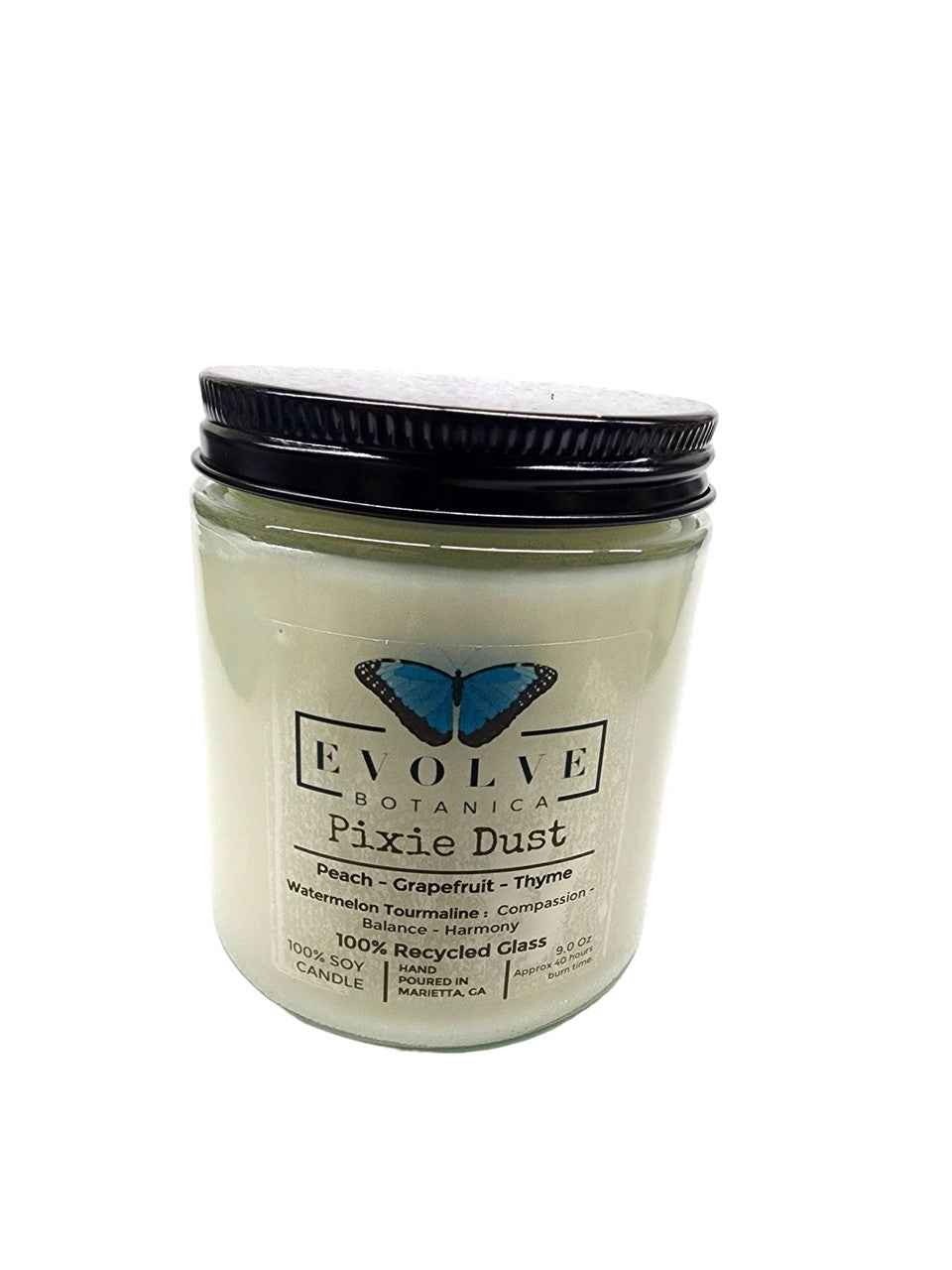 Classic 9oz Jam Jar Crystal Soy Candle - Pixie Dust (Watermelon Tourmaline)