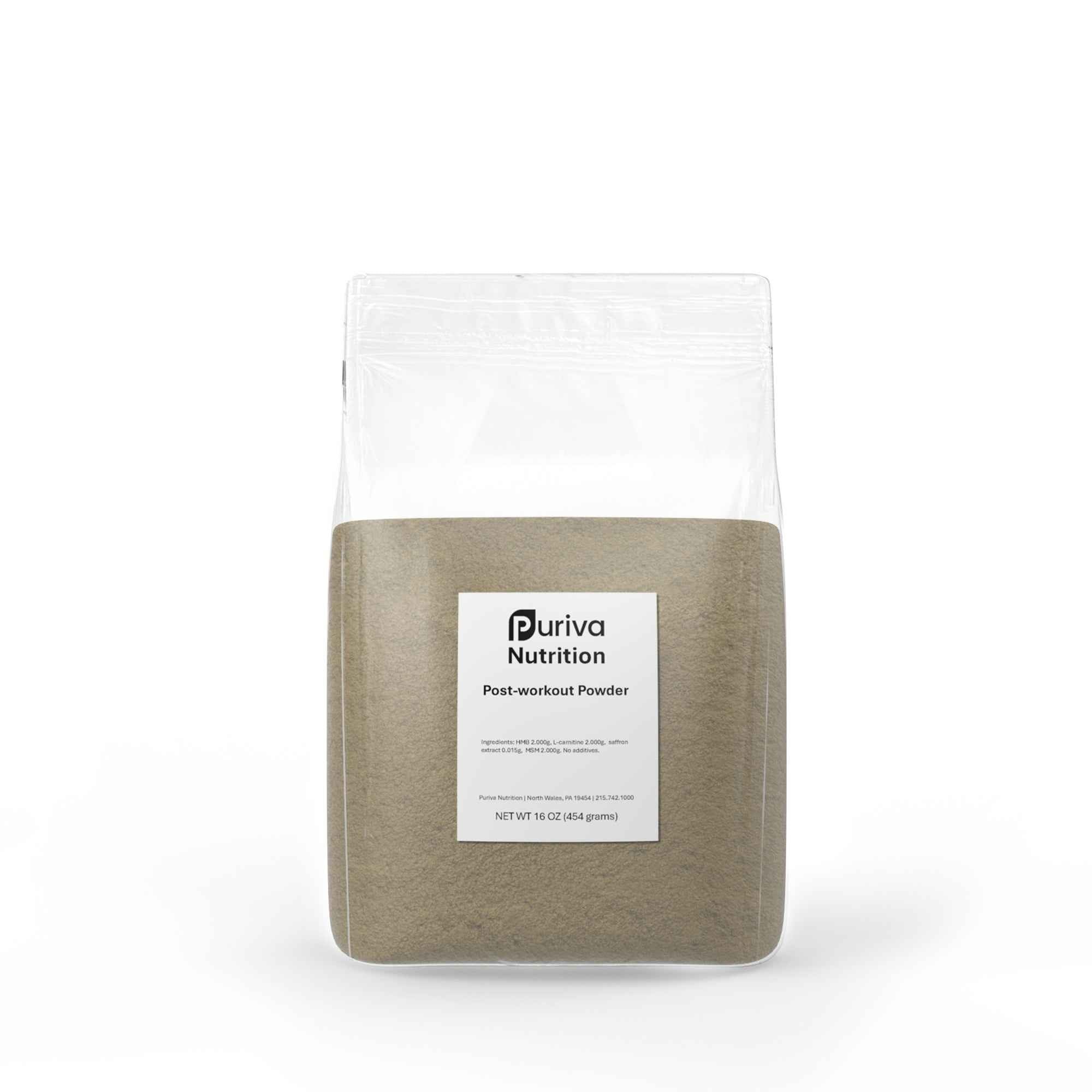 Post-workout powder (recovery powder), 1 pound, by Puriva Nutrition