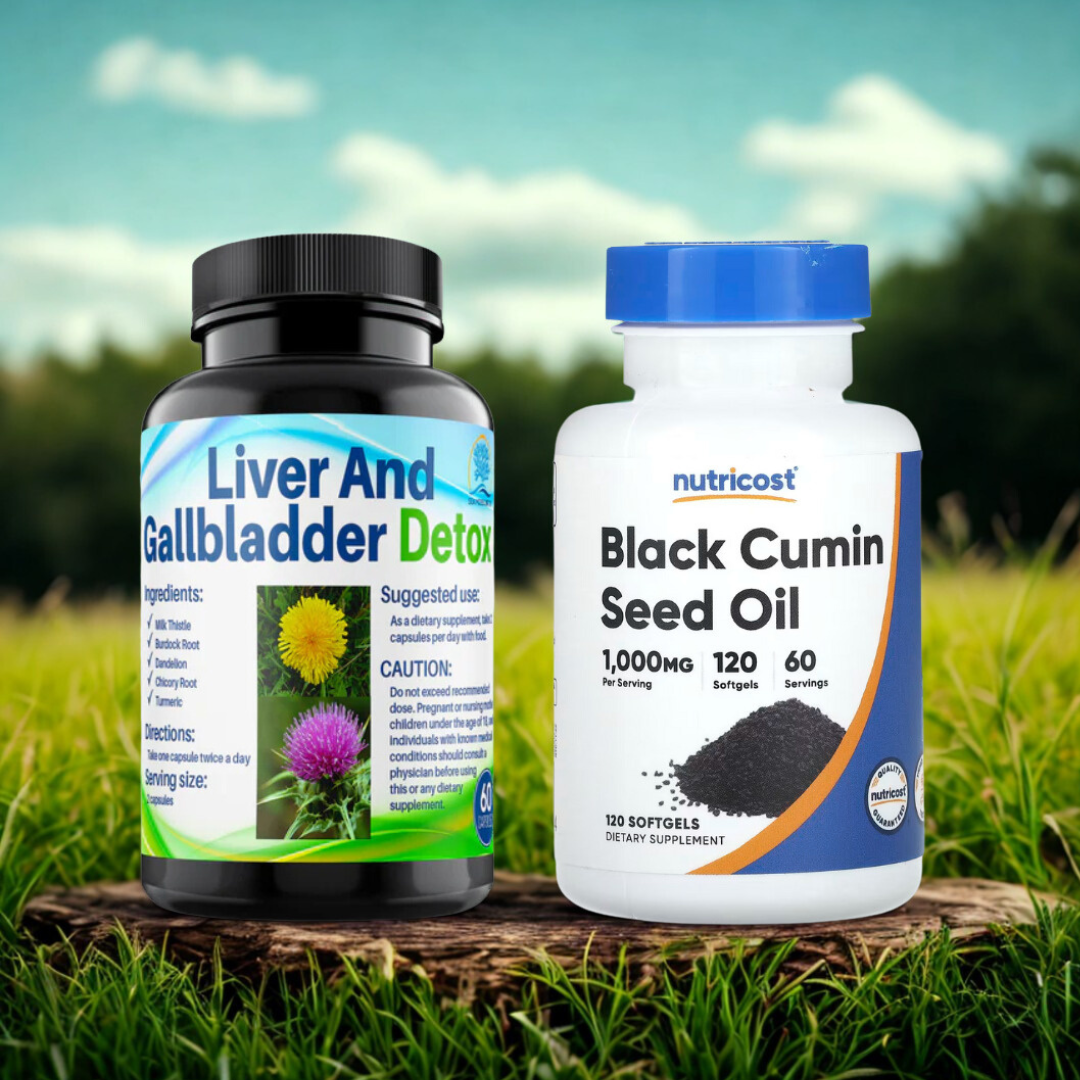 Power Liver Detox & Wellness Bundle - | Liver & Gallbladder Cleanse Capsules + Black Cumin Seed Oil by Seamoss depot