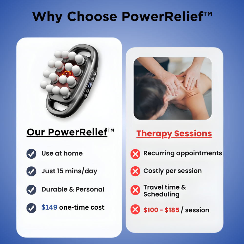 PowerRelief™ Deep Tissue Massage Gun – Percussion & Heat Therapy Device