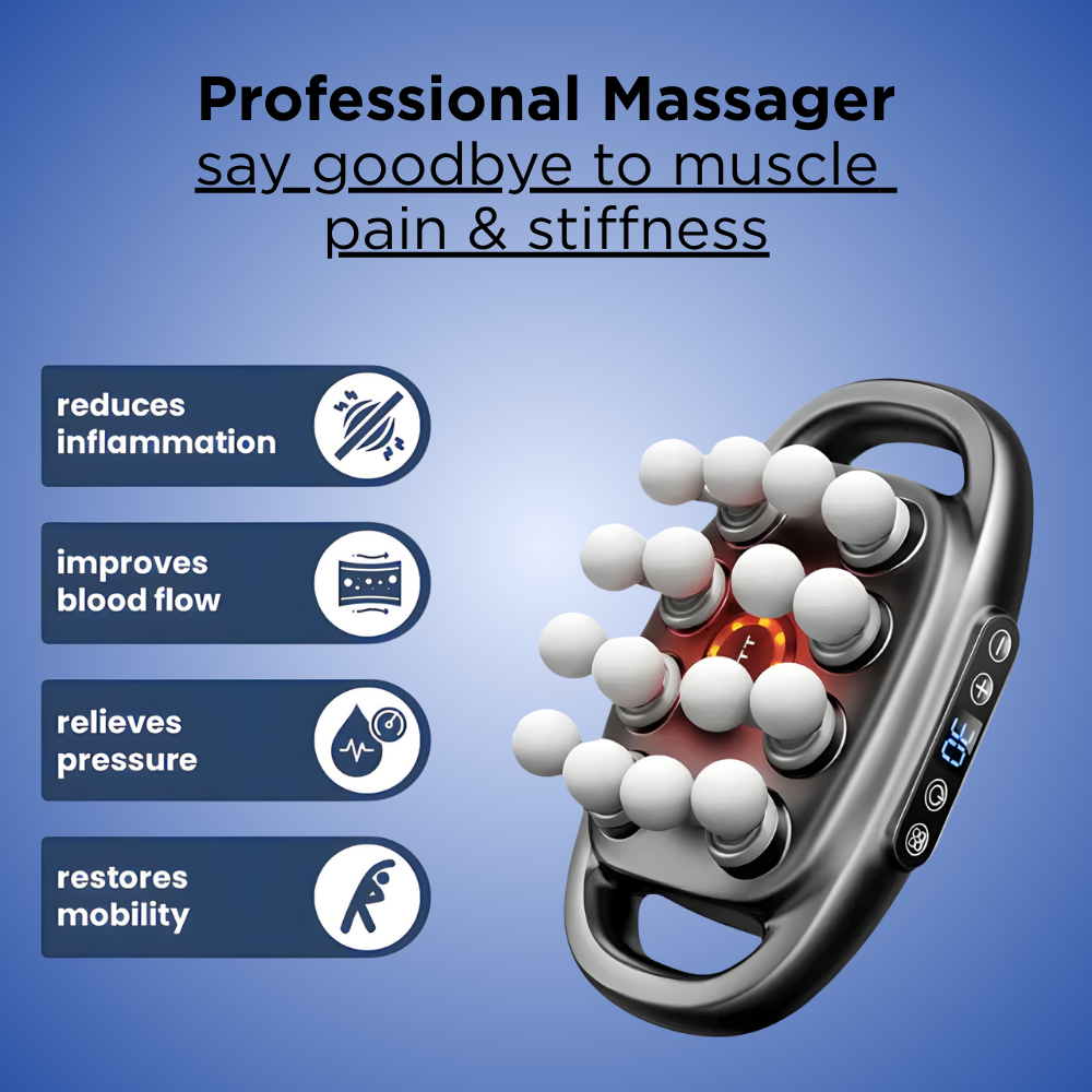 PowerRelief™ Deep Tissue Massage Gun – Percussion & Heat Therapy Device
