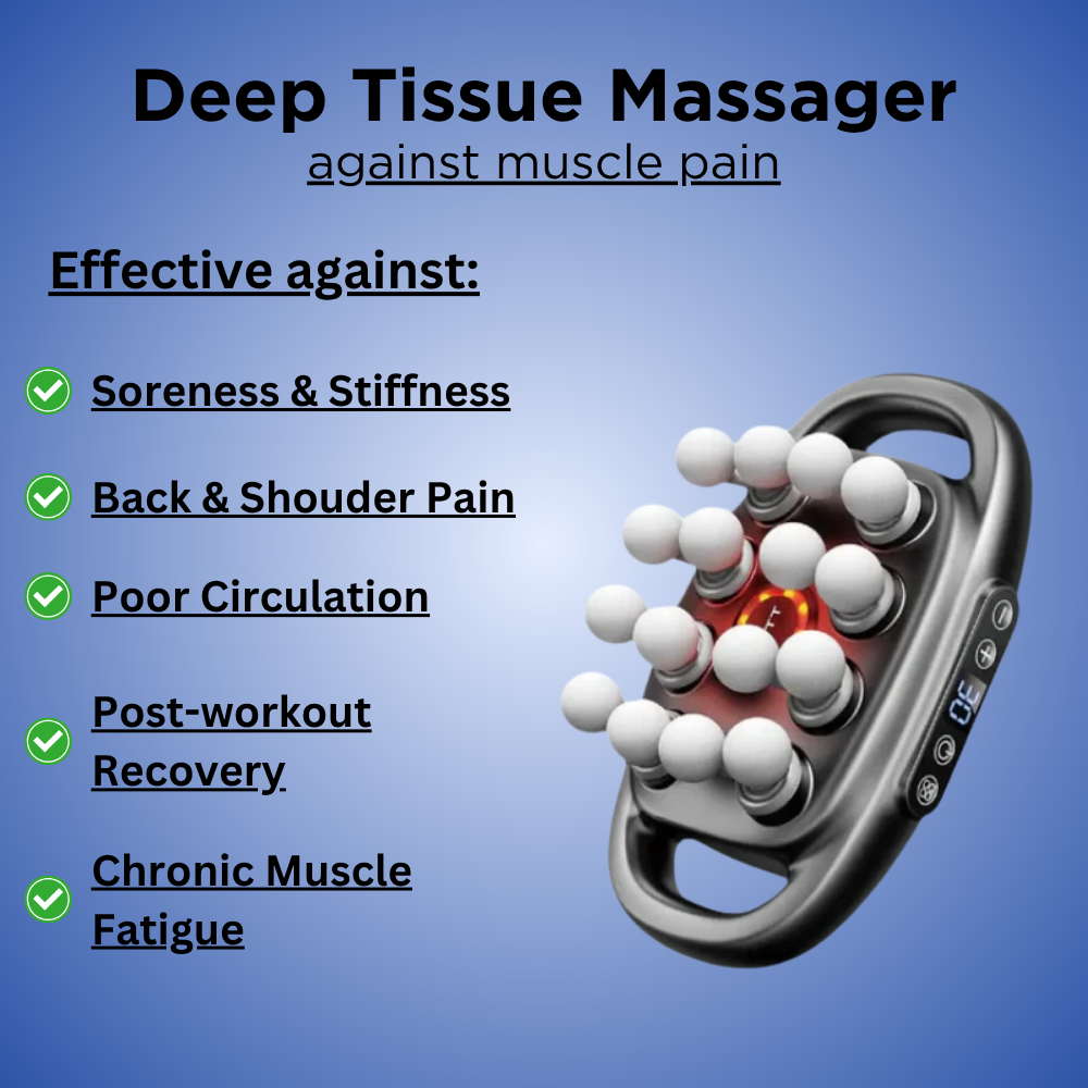 PowerRelief™ Deep Tissue Massage Gun – Percussion & Heat Therapy Device