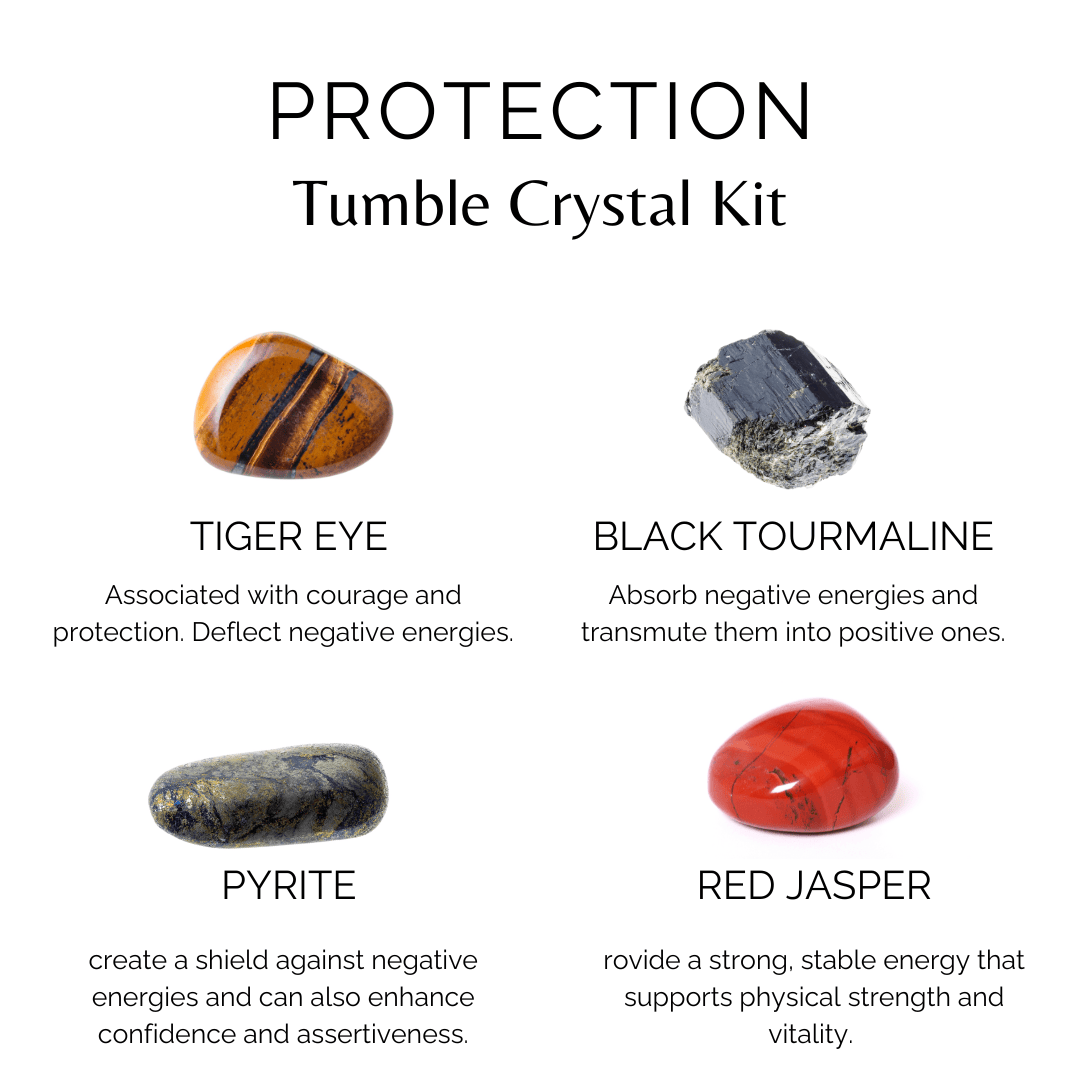 PROTECTION Crystal Kit, Gemstone Tumble Kit, Protection Crystal Gift Set DestGlow