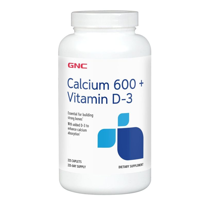 GNC CALCIUM 600 Plus + VITAMIN D-3 (225 Caplets) by Top Vita Shop