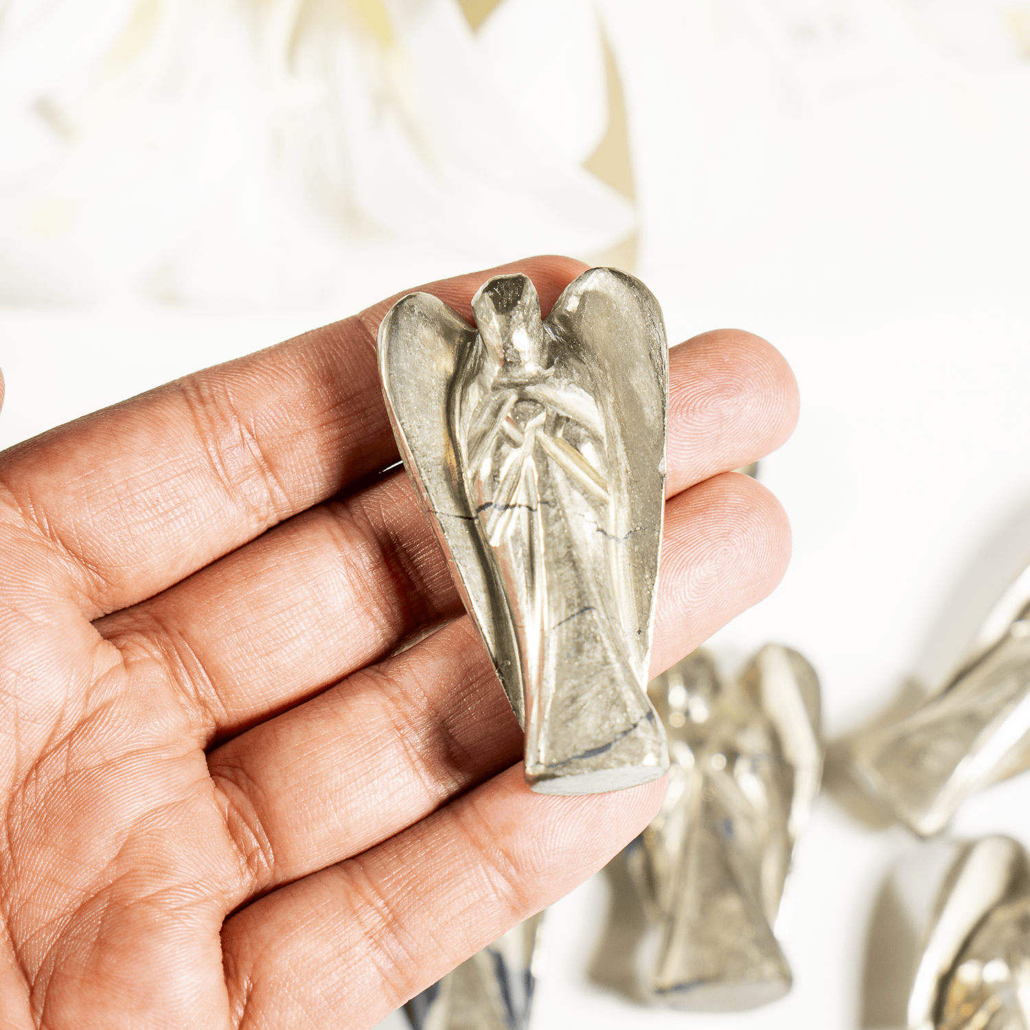 Pyrite Crystal Angel Pocket Guardian DestGlow