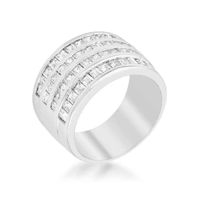 Avera Four Row Cubic Zirconia Cocktail Ring in Gold Finish