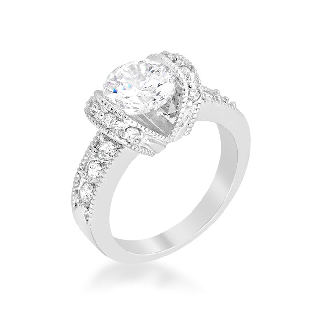 Avera Modern Minimalist Tension Set Engagement Ring in Silver