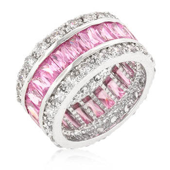 Avera Triple Row Zircon Eternity Ring in Polished Silver