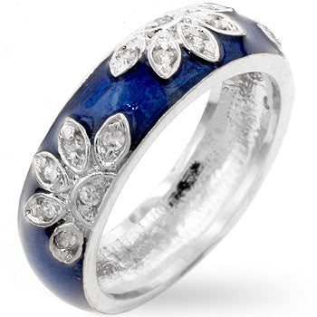 Avera Enamel Cubic Zirconia Leaf Ring in Blue