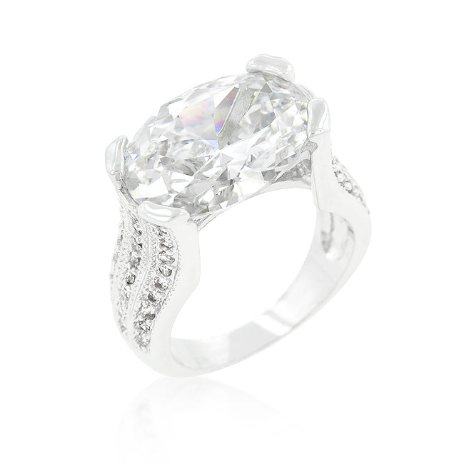 Avera Oval Triplet Cubic Zirconia Ring in Sterling Silver