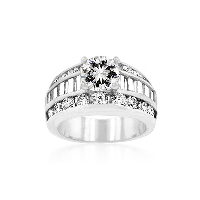 Avera Radiant Solitaire Luxurious Engagement Ring in Silver