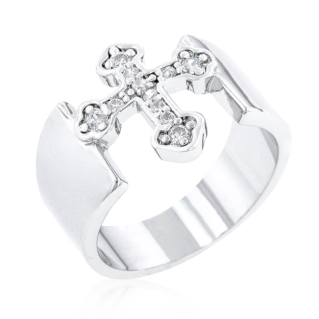 Avera Sterling Silver Cross Band Ring - Elegant Minimalist Jewelry DestGlow