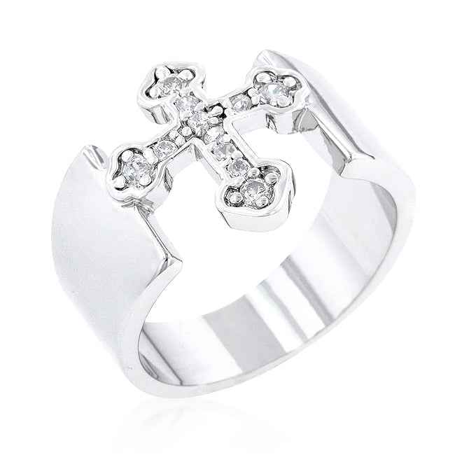 Avera Sterling Silver Cross Band Ring - Elegant Minimalist Jewelry