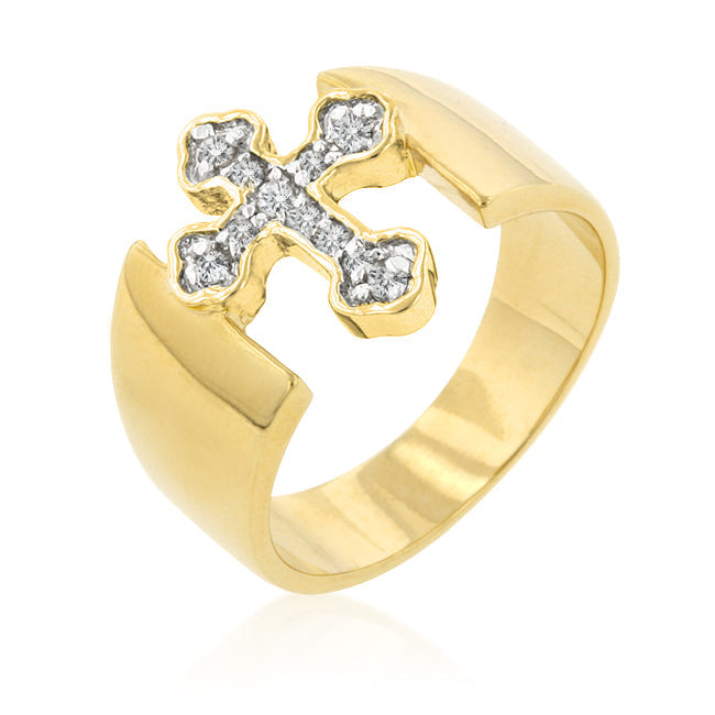Avera Two-Tone Finish Cross Ring in Gold and Silver