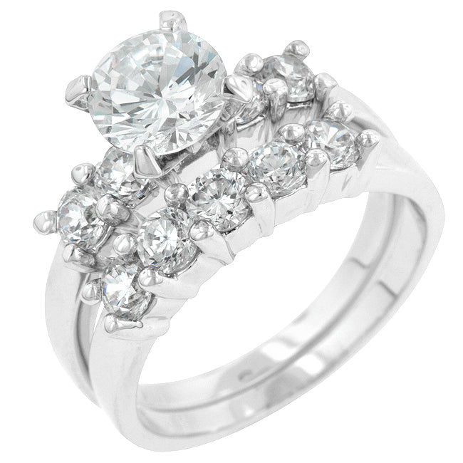 Avera Timeless Elegance Classic Wedding Set in Sterling Silver DestGlow